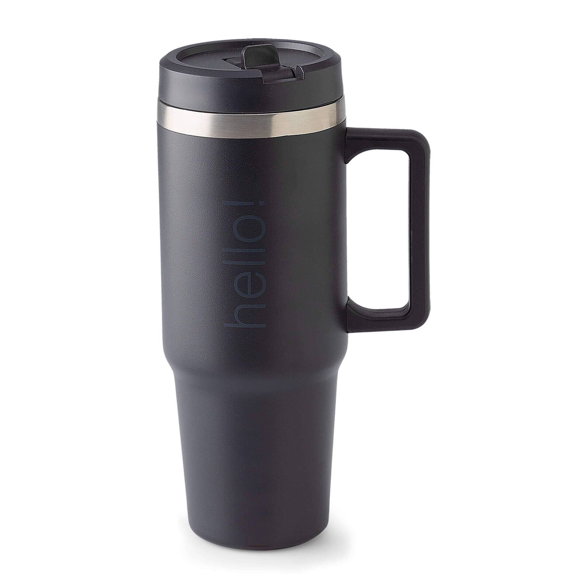 Caneca Térmica 900ml Hello Preto e Cinza