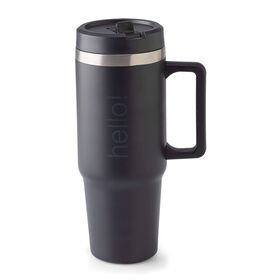 Caneca T&eacute;rmica 900ml Hello Preto e Cinza