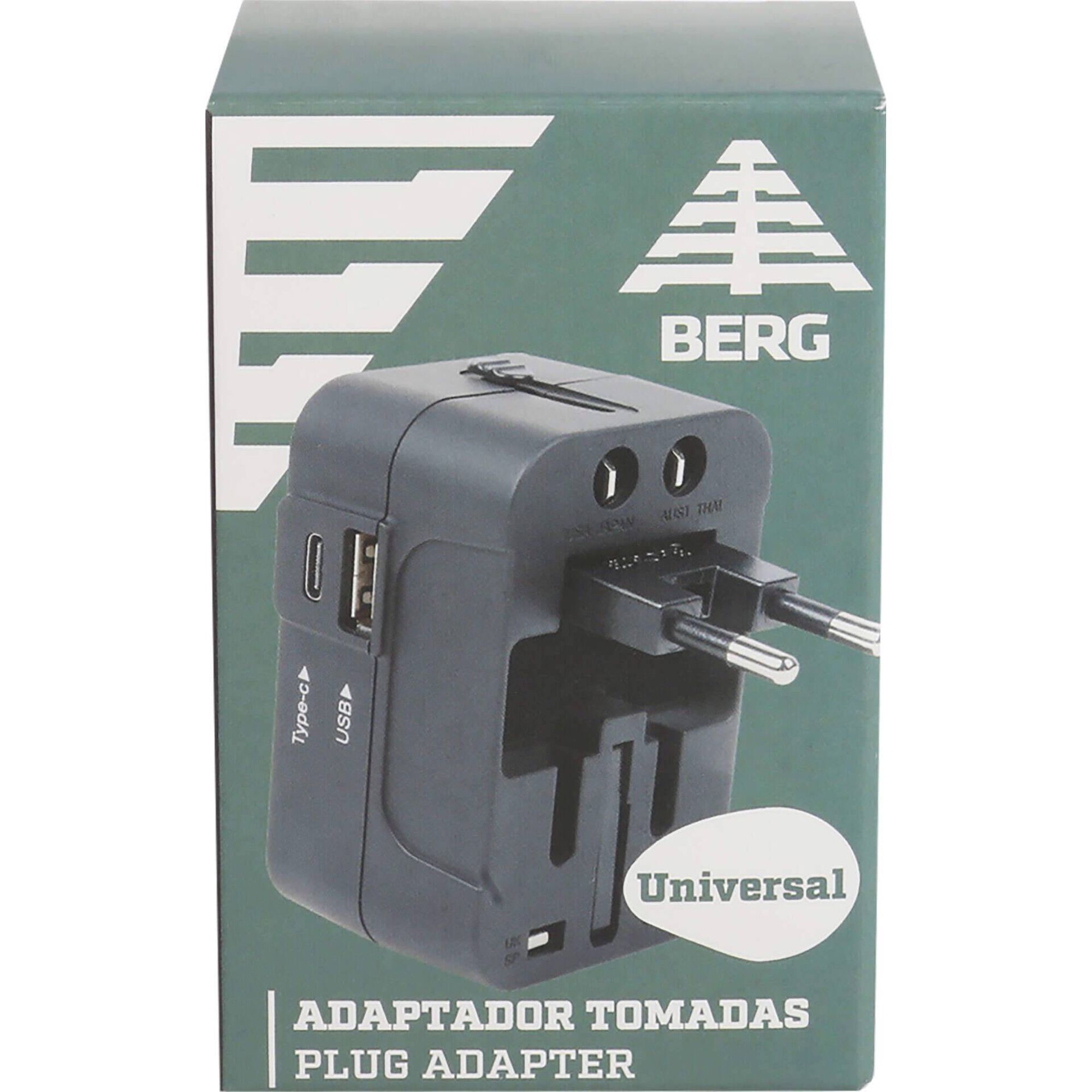 Adaptador Universal de Tomadas USB e Type-C Berg