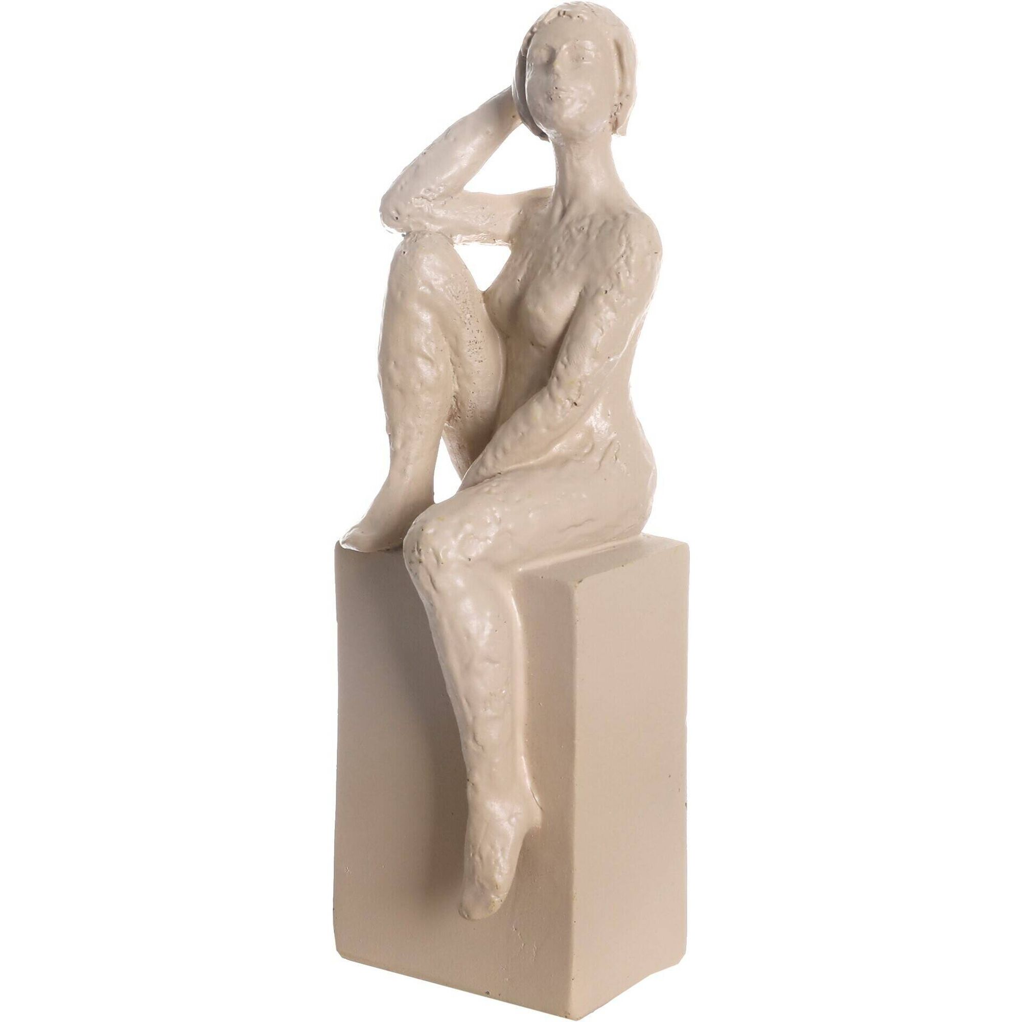 Figura Sentada em Banco com Mão na Cabeça