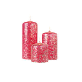 Conjunto 3 Velas Pilar Vermelhas com Glitter 800g