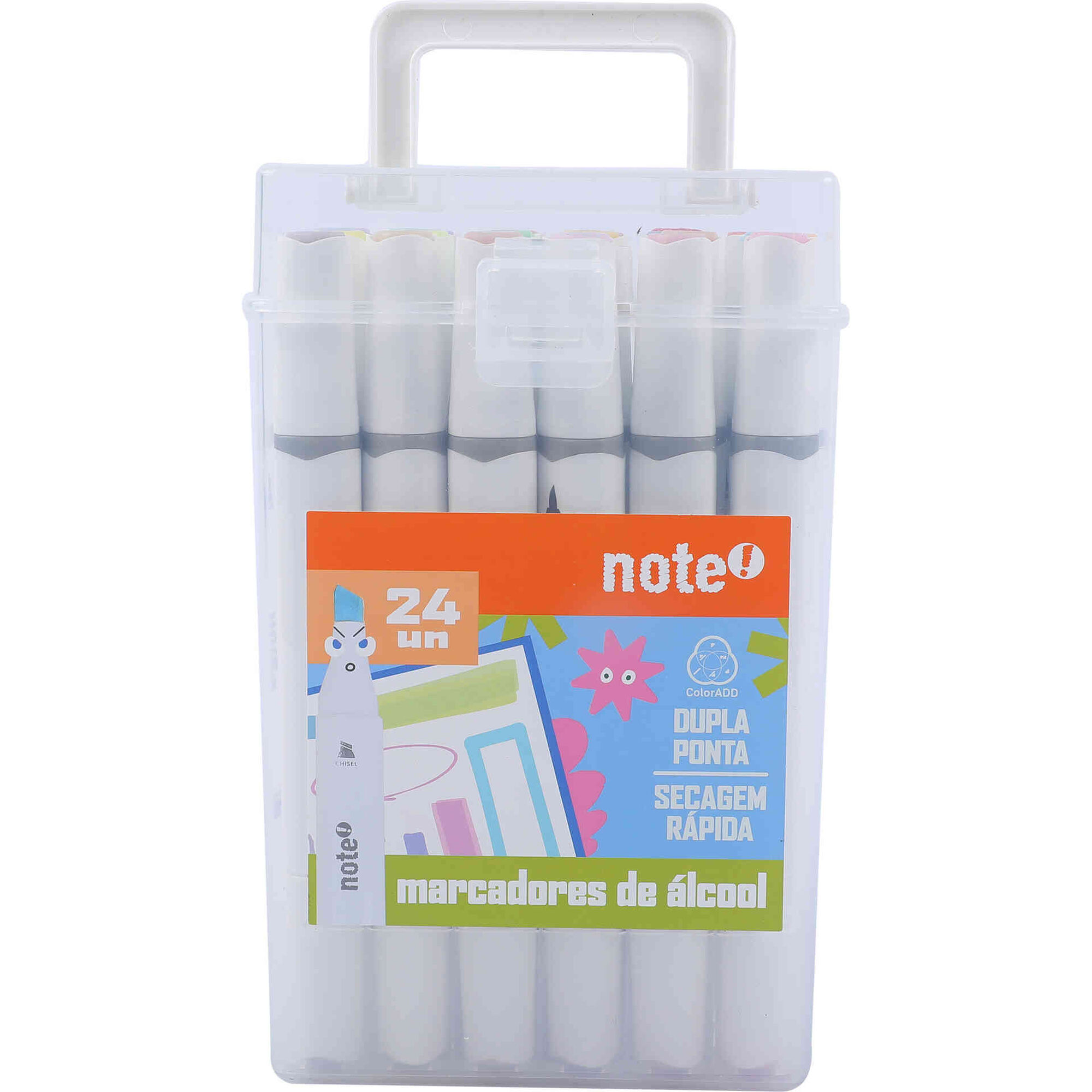 Conjunto de 24 Marcadores de &Aacute;lcool com Ponta Dupla Pastel Note!
