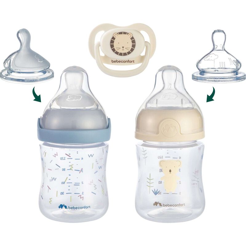 Conjunto Biberões 150ml e Chupeta 0/6M Bebeconfort