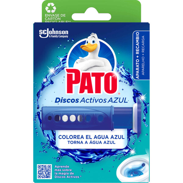 Discos Sanitários Ativos Gel Dispensador + Recargas Água Azul Pato