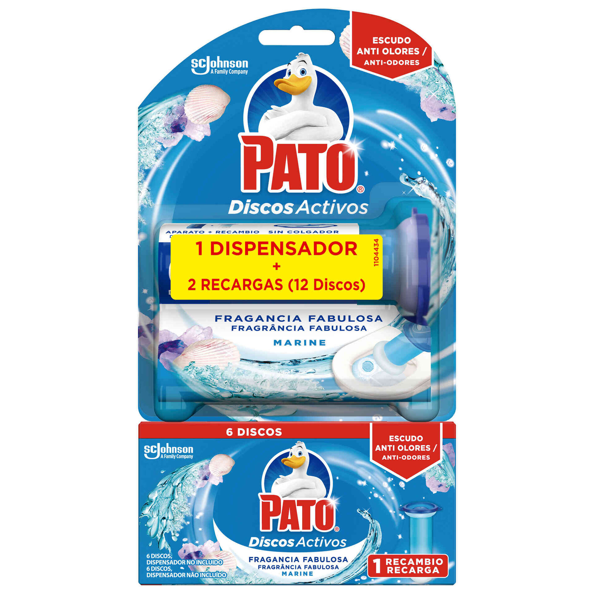 Discos Sanitários Ativos Marinho Aparelho + 2 Recargas Discos Sanitários Ativos Marinho Aparelho + 2 Recargas