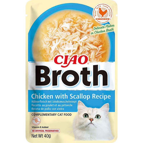 Snack para Gato Broth Frango e Vieiras Ciao