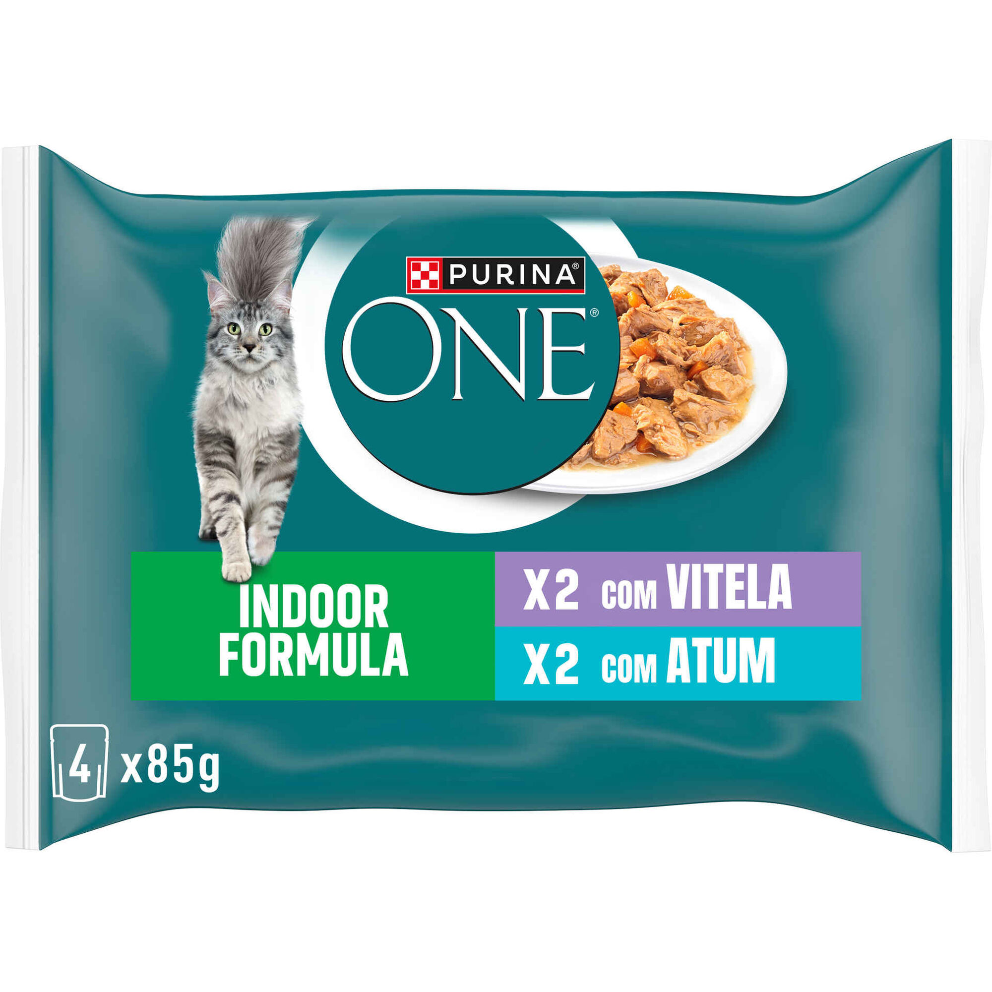 Comida H&uacute;mida para Gato Adulto Indoor Atum e Vitela Saquetas Purina One