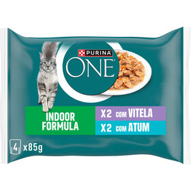 Comida H&uacute;mida para Gato Adulto Indoor Atum e Vitela Saquetas Purina One