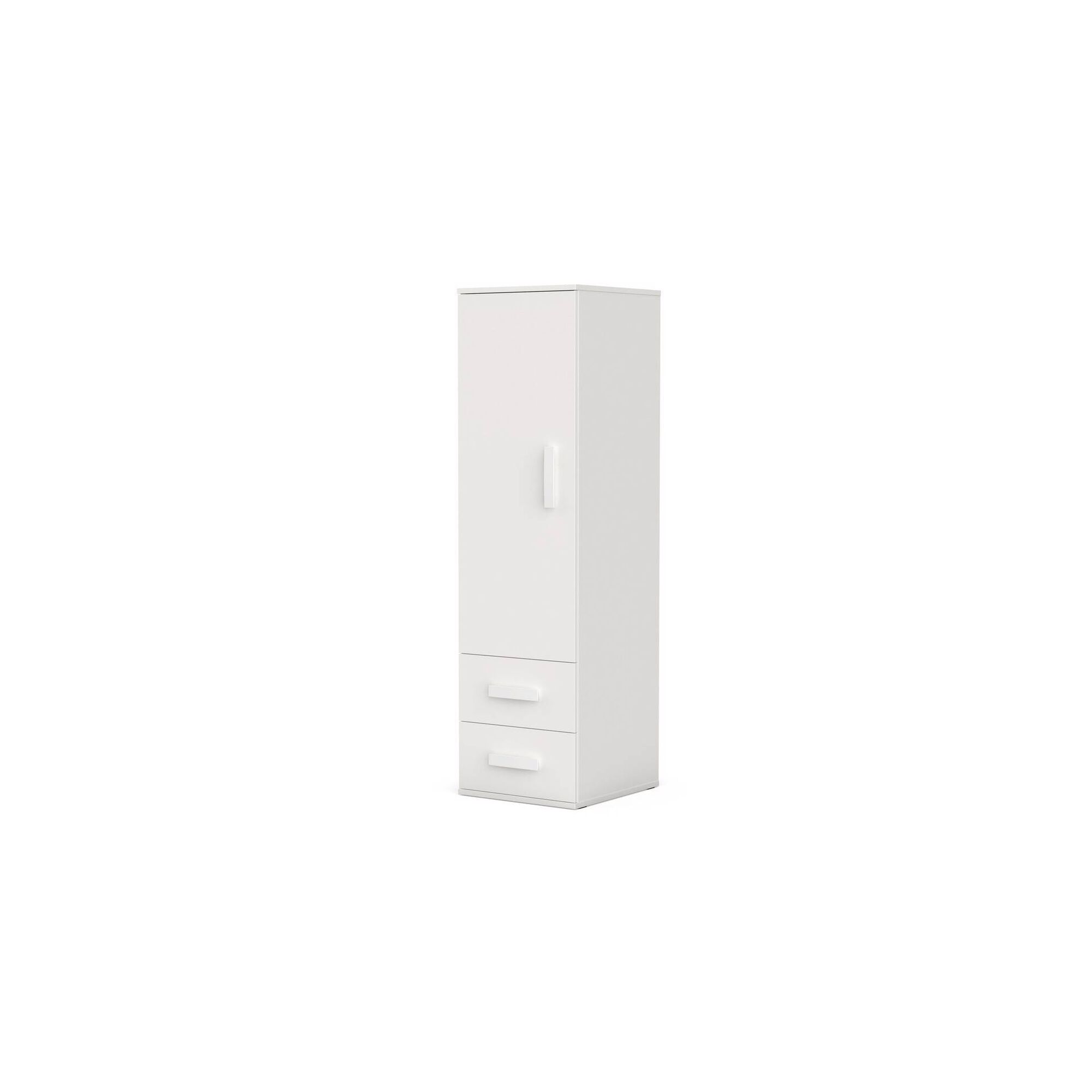 Roupeiro com 1 Porta e 2 Gavetas 50x55x180cm Branco Play Roupeiro com 1 Porta e 2 Gavetas 50x55x180cm Branco Play