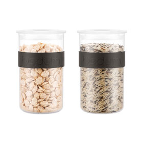 Conjunto 2 Frascos Plástico com Tampa e Faixa Silicone Preta 1L Presso