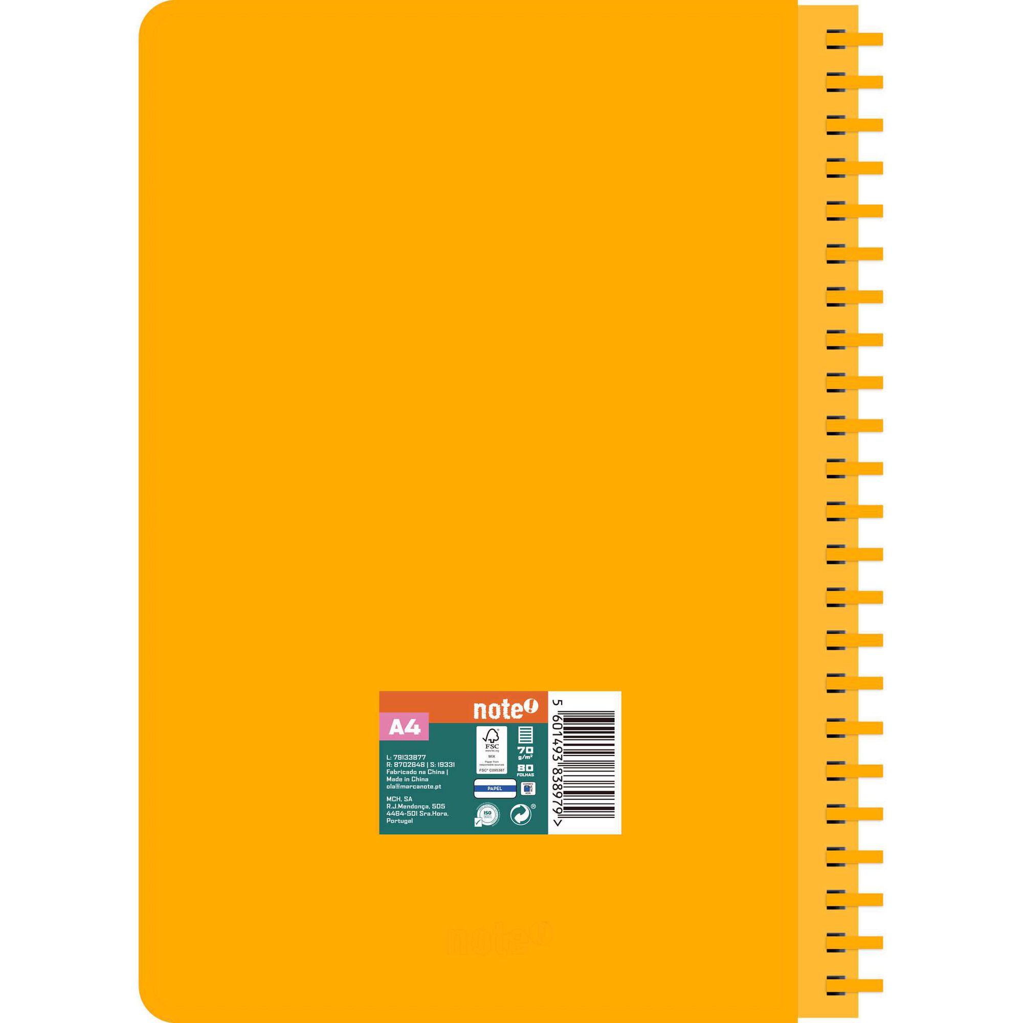 Caderno A4 Neon Pautado (v&aacute;rias cores) Note!