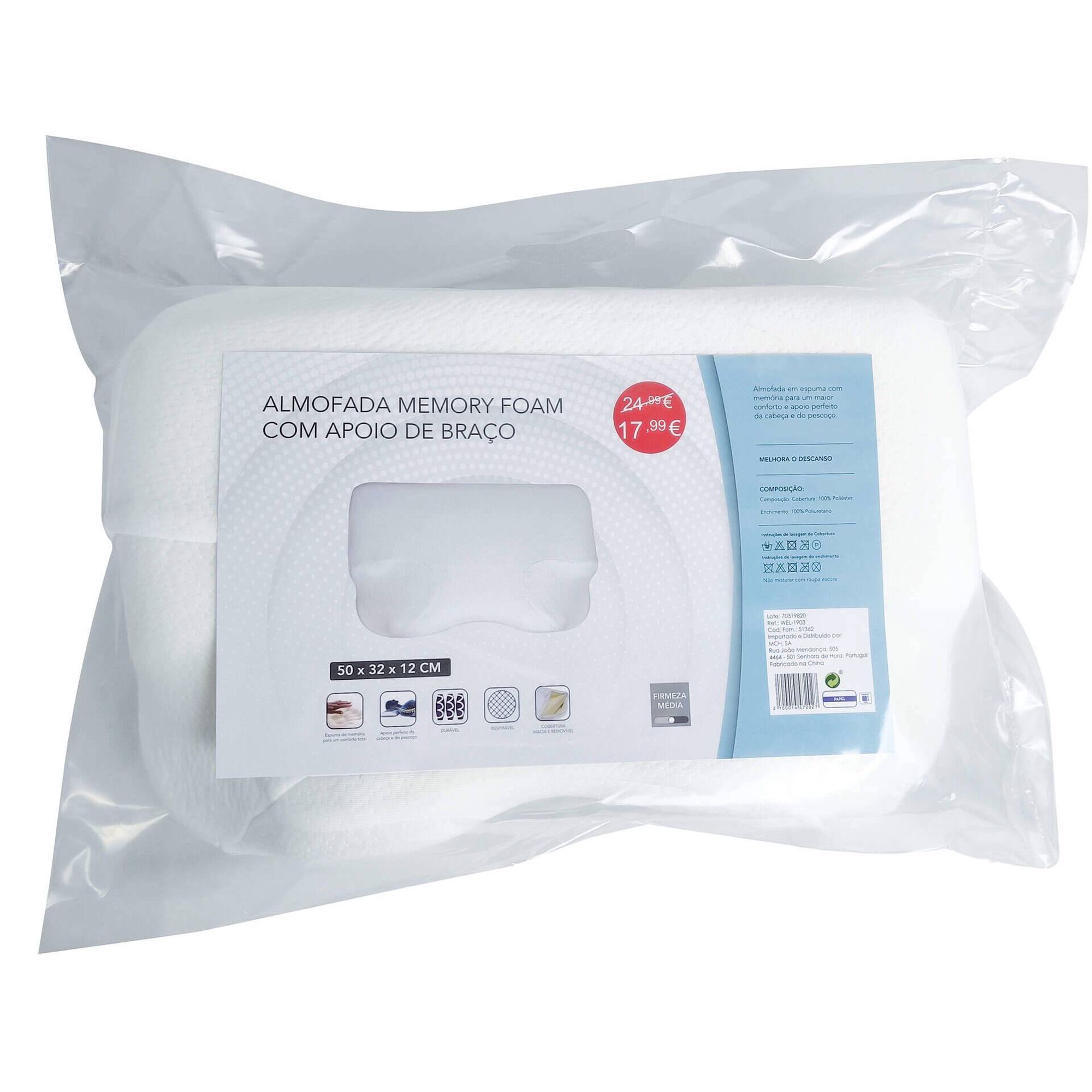 Almofada Memory Foam com Apoio Bra&ccedil;o Bazar&atilde;o