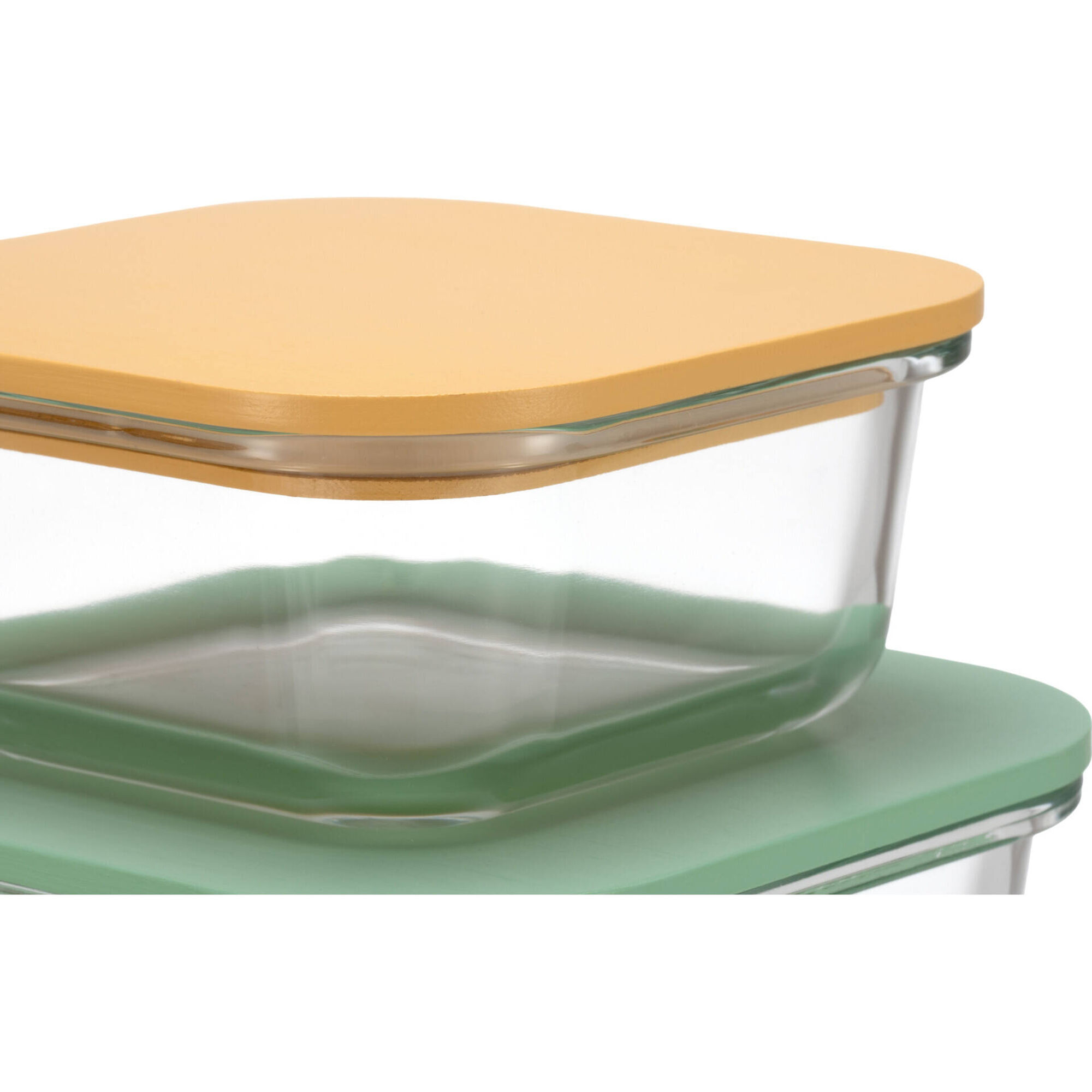 Conjunto de 3 Caixas Herm&eacute;ticas 15,6x15,6cm Vidro Bambu Colors Kasa