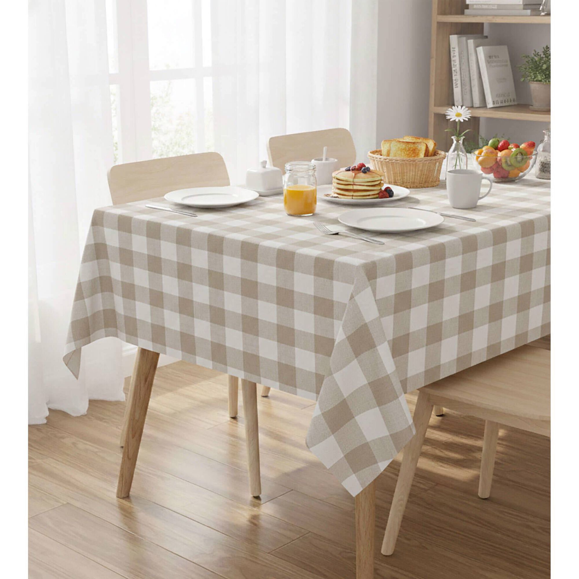 Toalha Mesa PVC Xadrez Bege Kasa