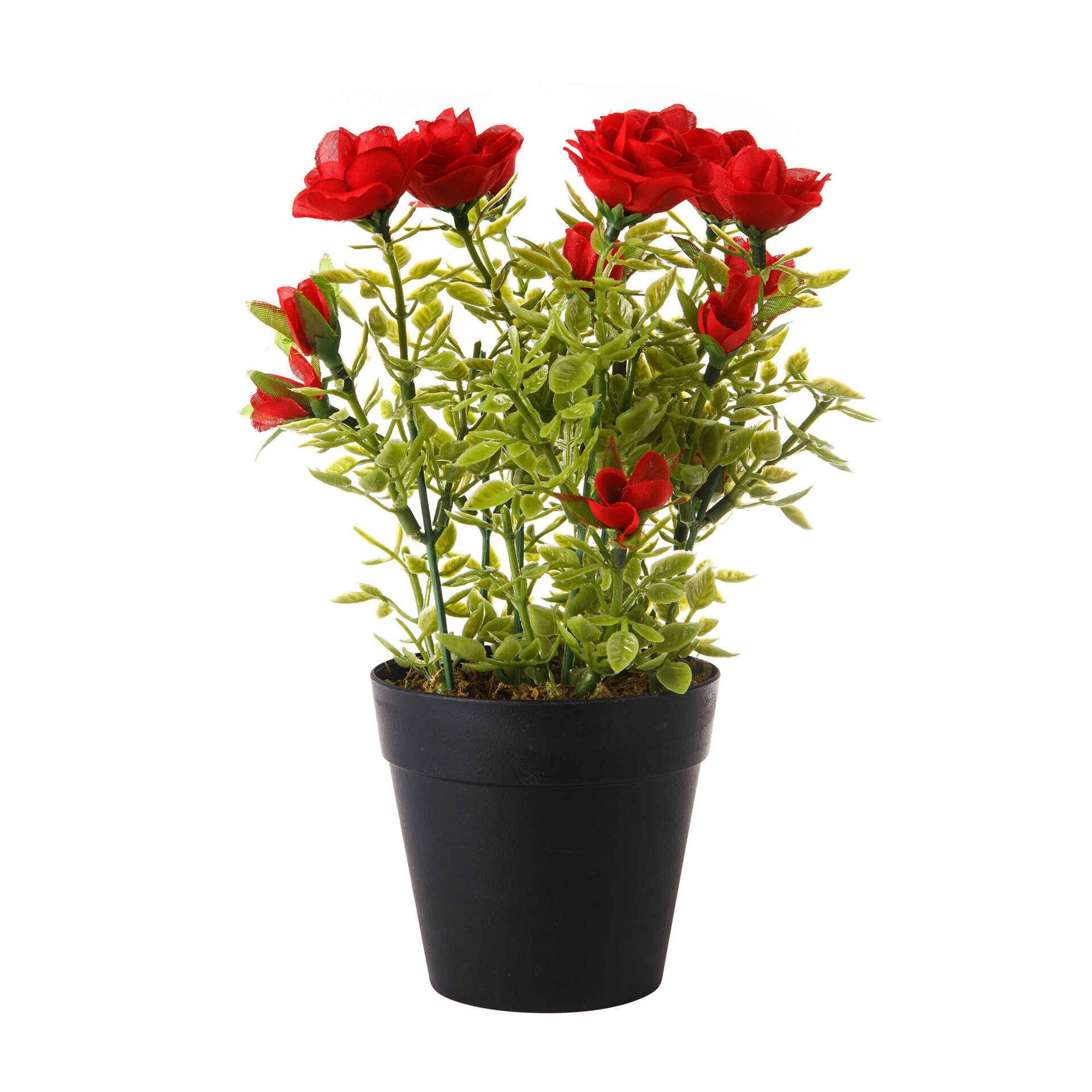 Planta Artificial Flores Vermelhas com Vaso Preto Planta Artificial Flores Vermelhas com Vaso Preto