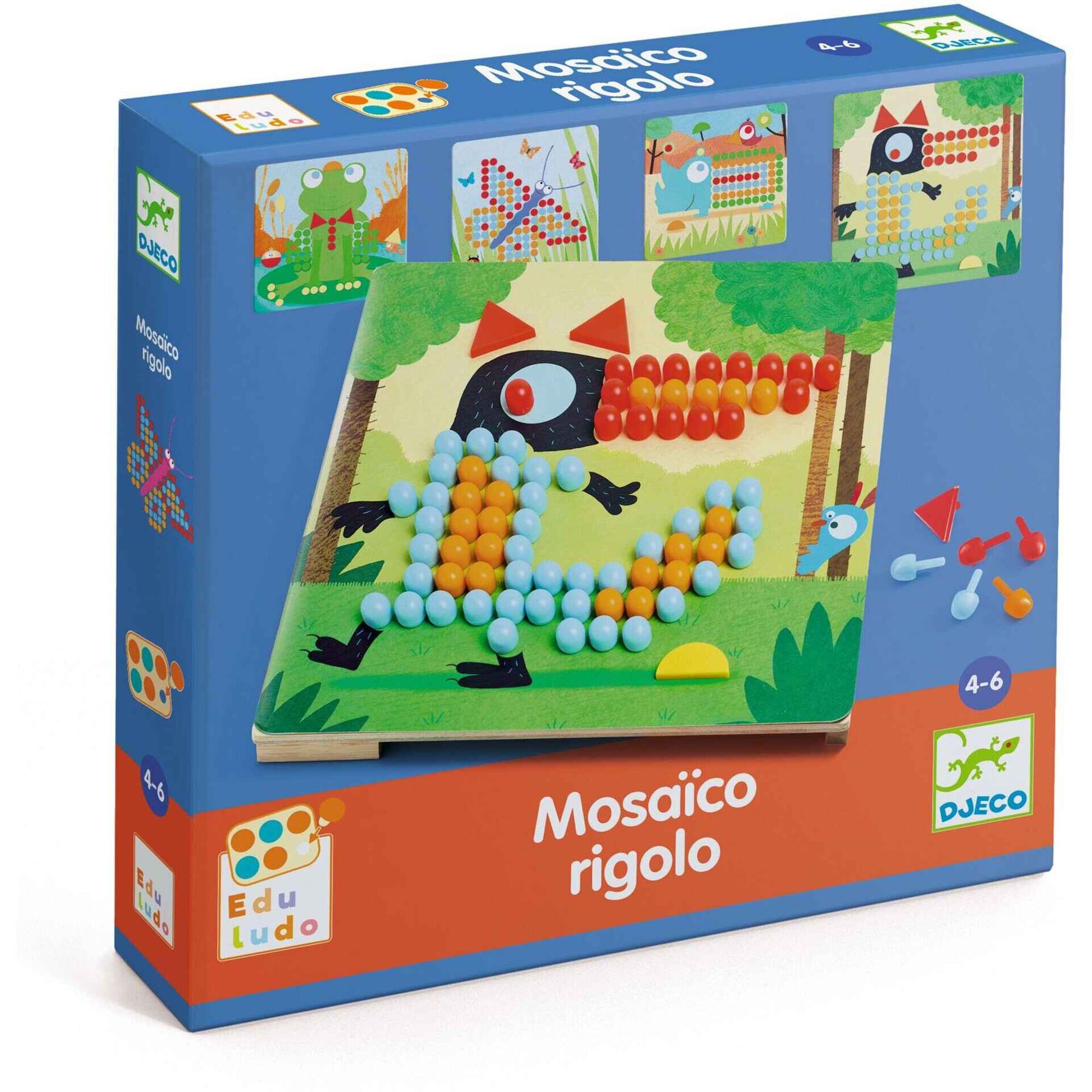 Djeco - Jogo Mosaico Rigolo Recriar Animais com Pinos
