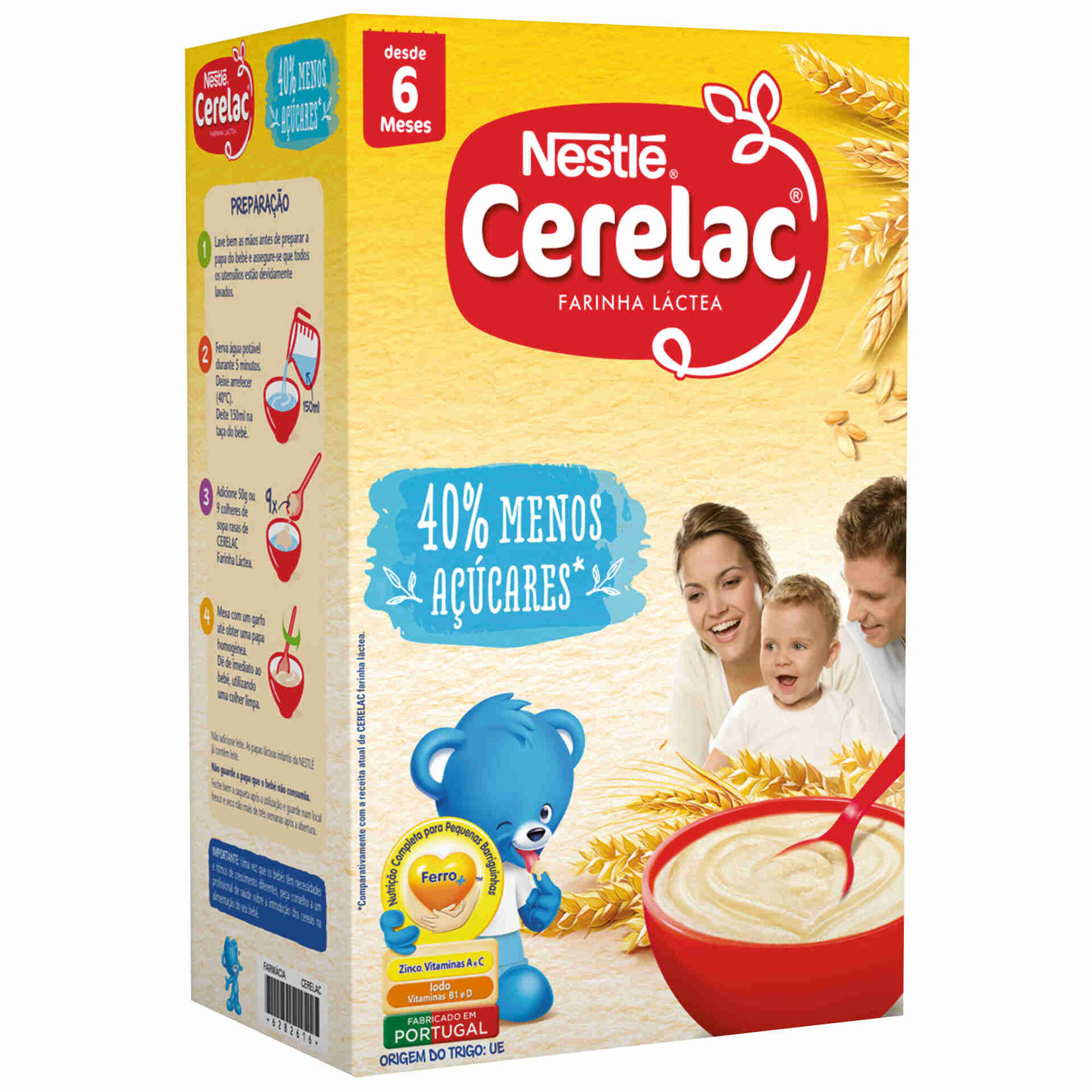 Papa Infantil Farinha Láctea 40% Menos Açúcares +6M