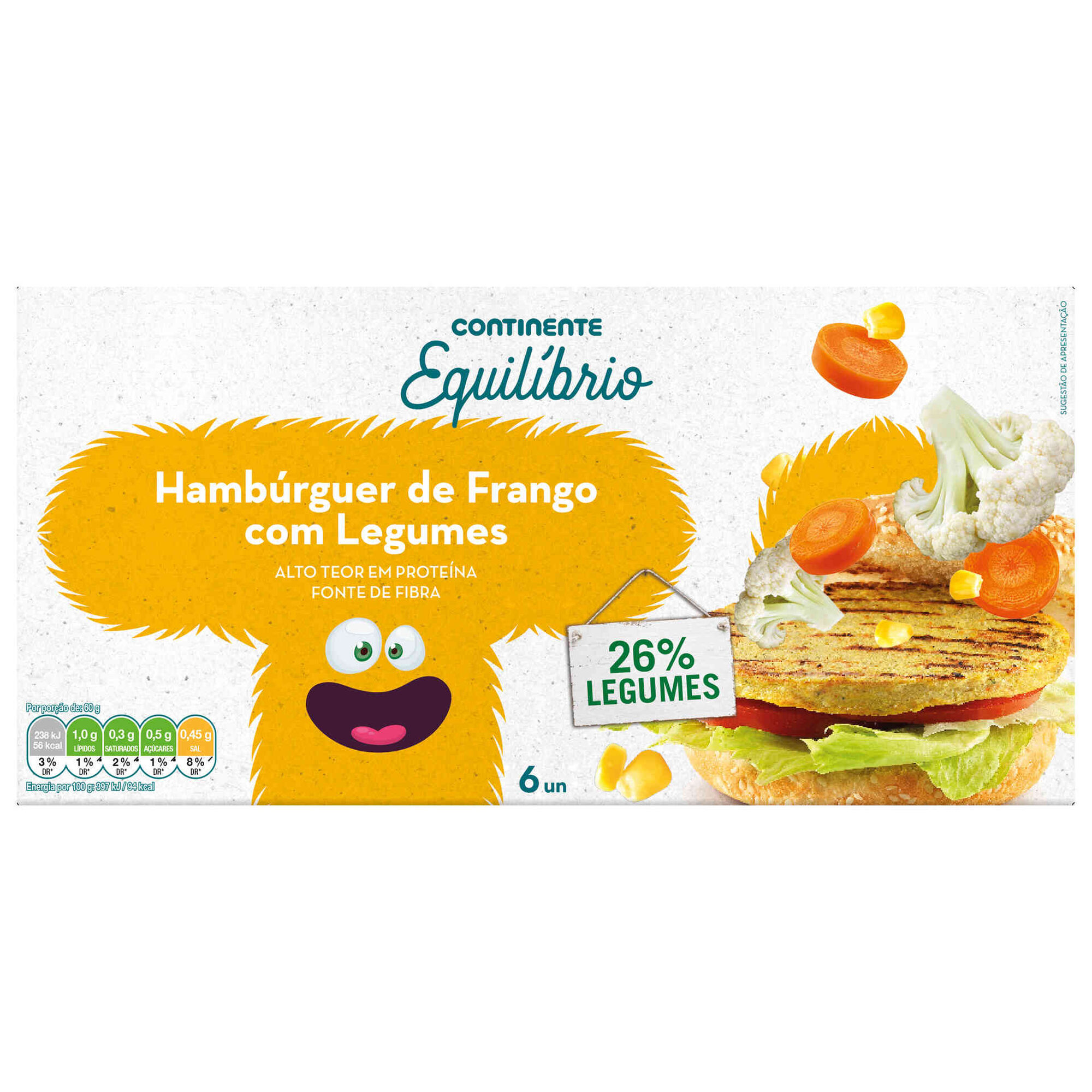 Hambúrguer de Frango com Legumes Monstrinhos