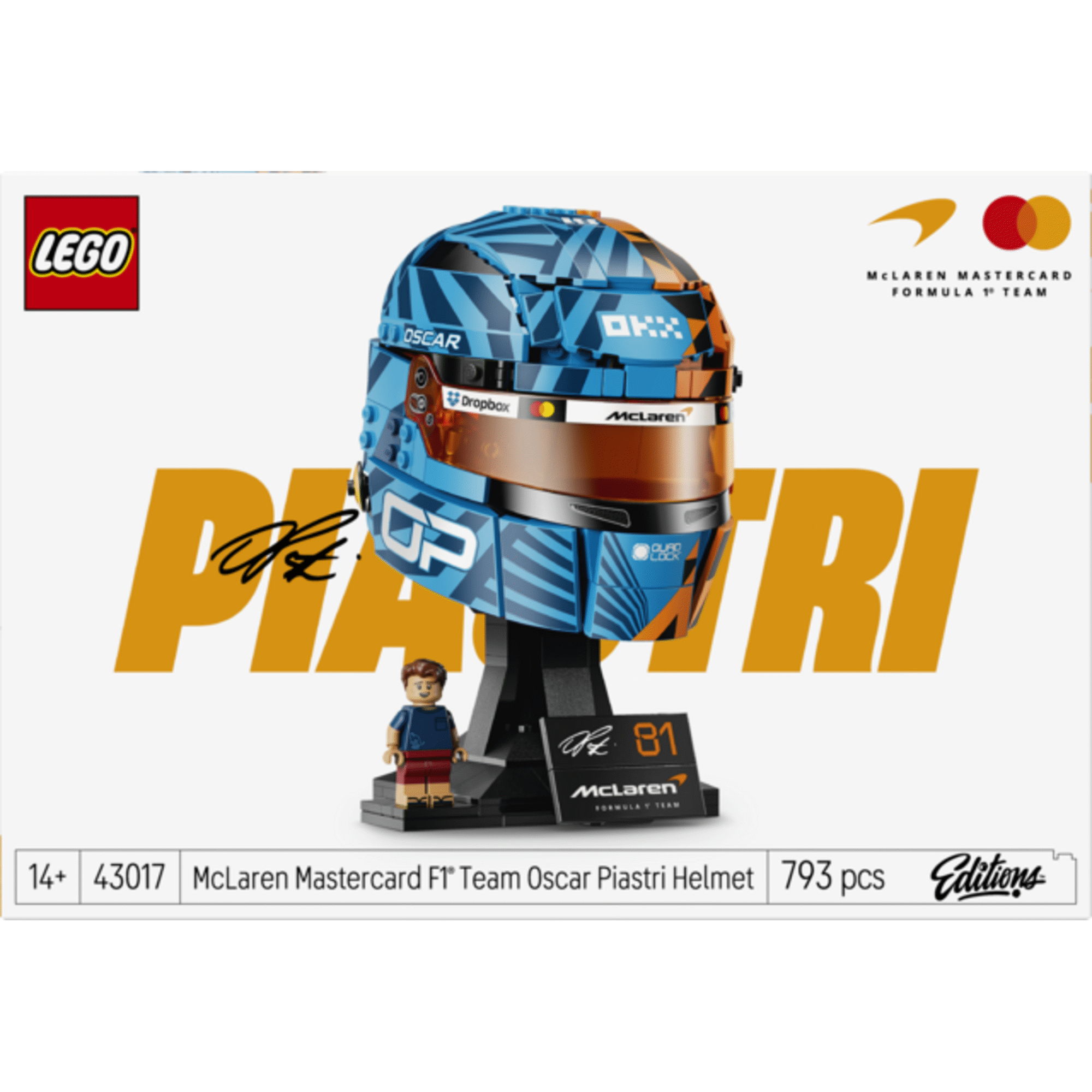 LEGO - Capacete McLaren Mastercard F&oacute;rmula 1 Team de Oscar Piastri - 43017