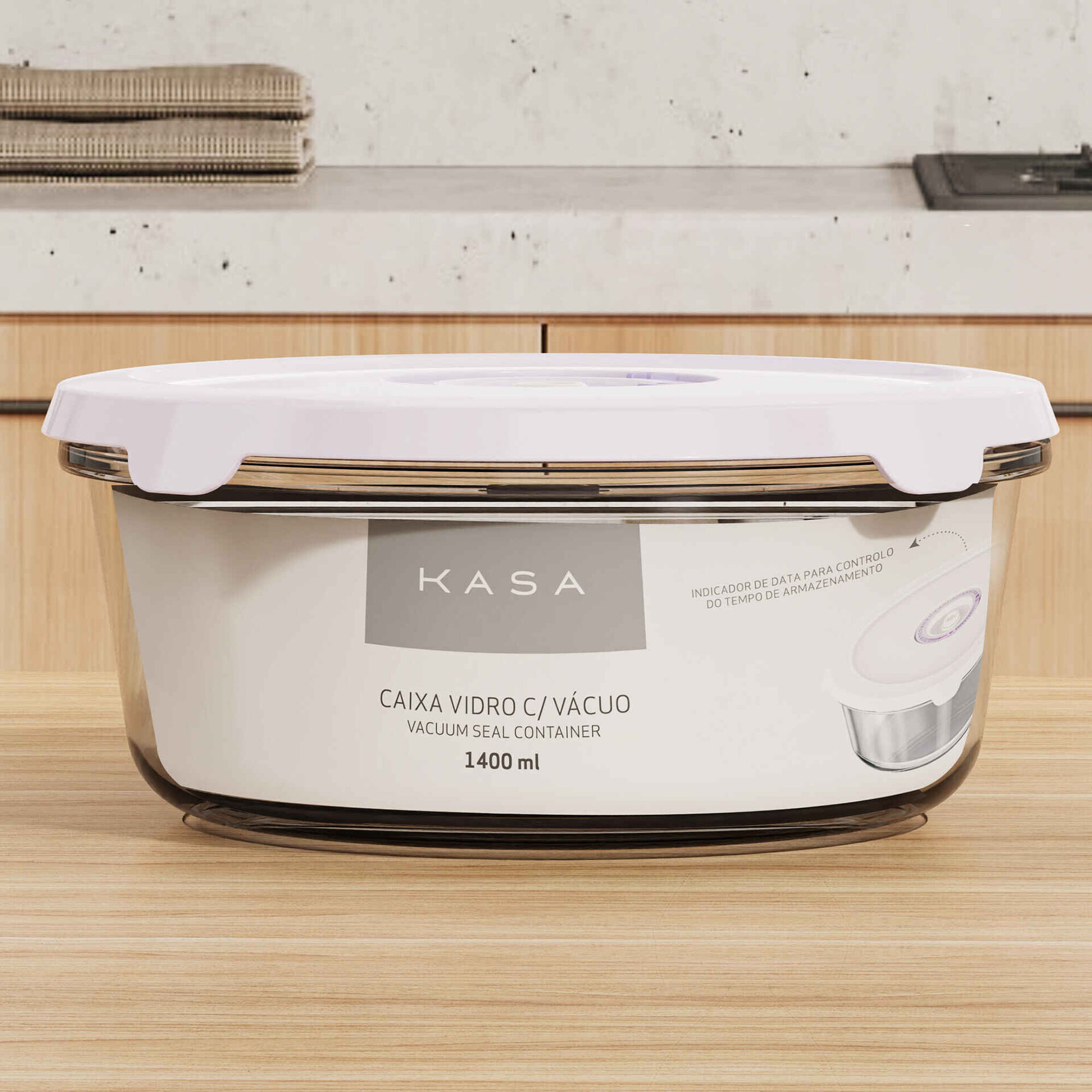 Caixa Vidro Redonda 1400ml com Vácuo Caixa Vidro Redonda 1400ml com Vácuo