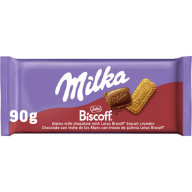 Tablete de Chocolate de Leite com Bolacha Lotus Biscoff Milka