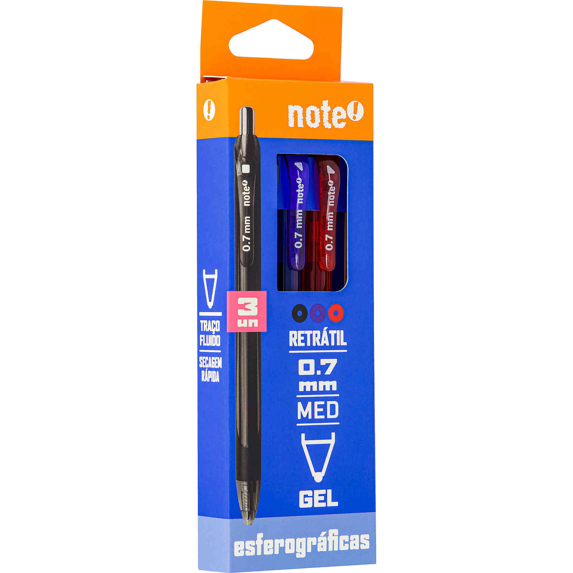 Conjunto 3 Esferogr&aacute;ficas de Gel Retr&aacute;teis Note!