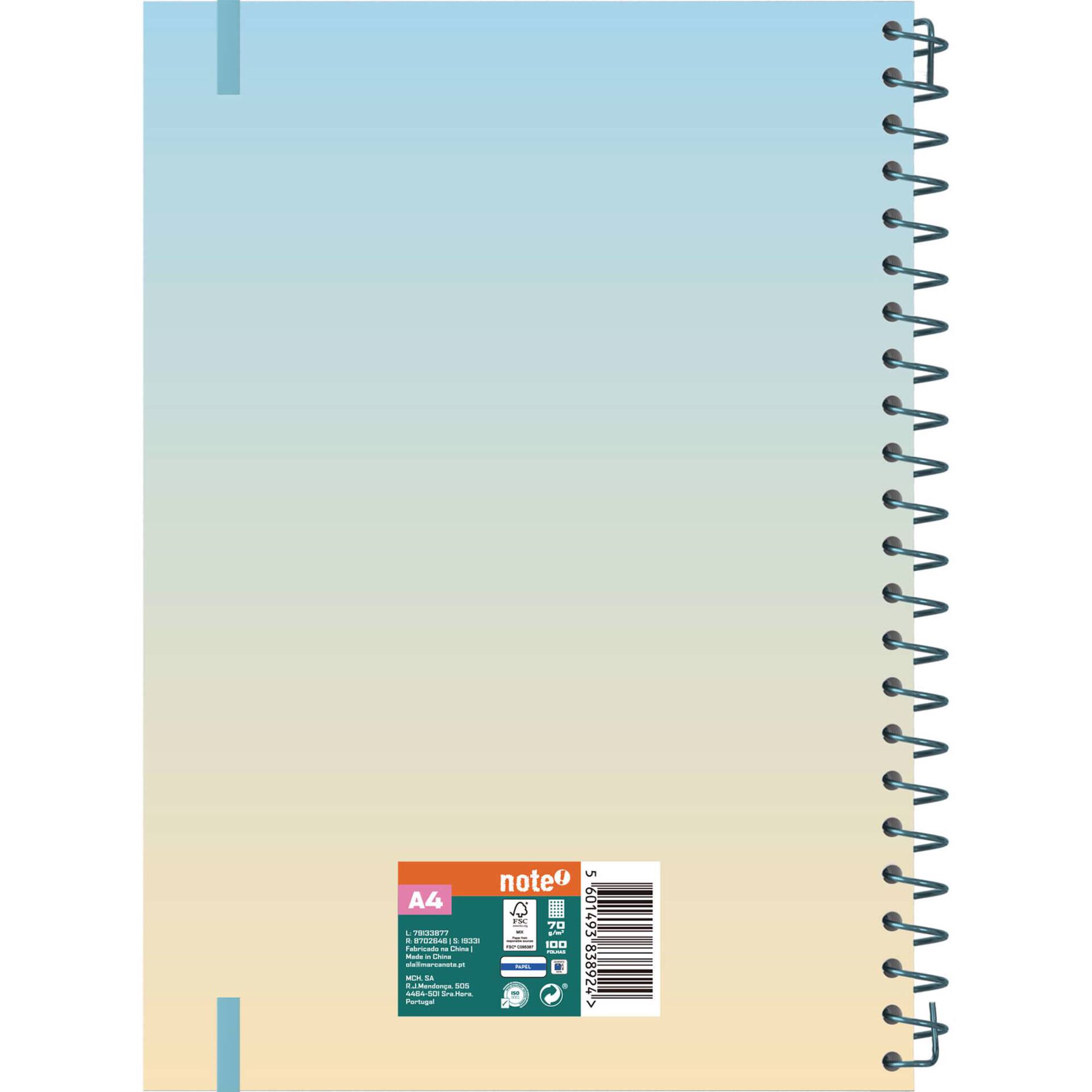 Caderno A4 100 Folhas Iris Quadriculado (v&aacute;rias cores) Note!
