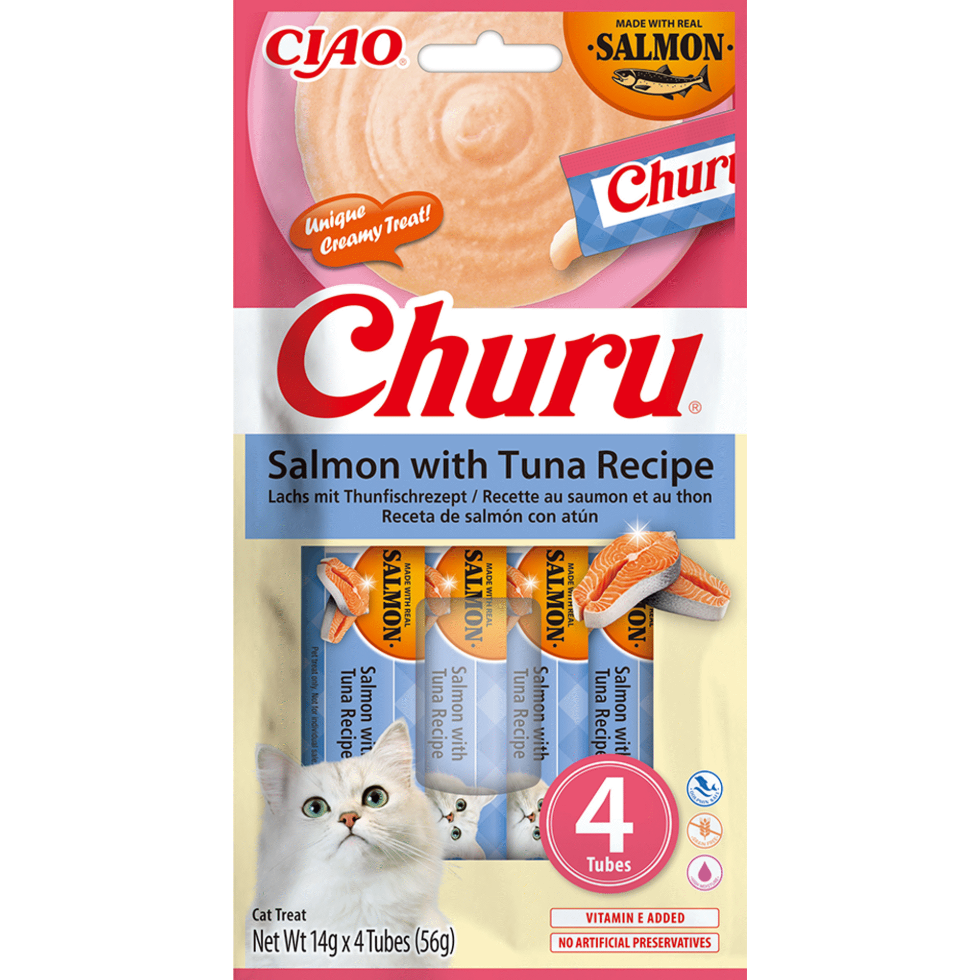 Snack para Gato L&iacute;quido Salm&atilde;o e Atum Churu