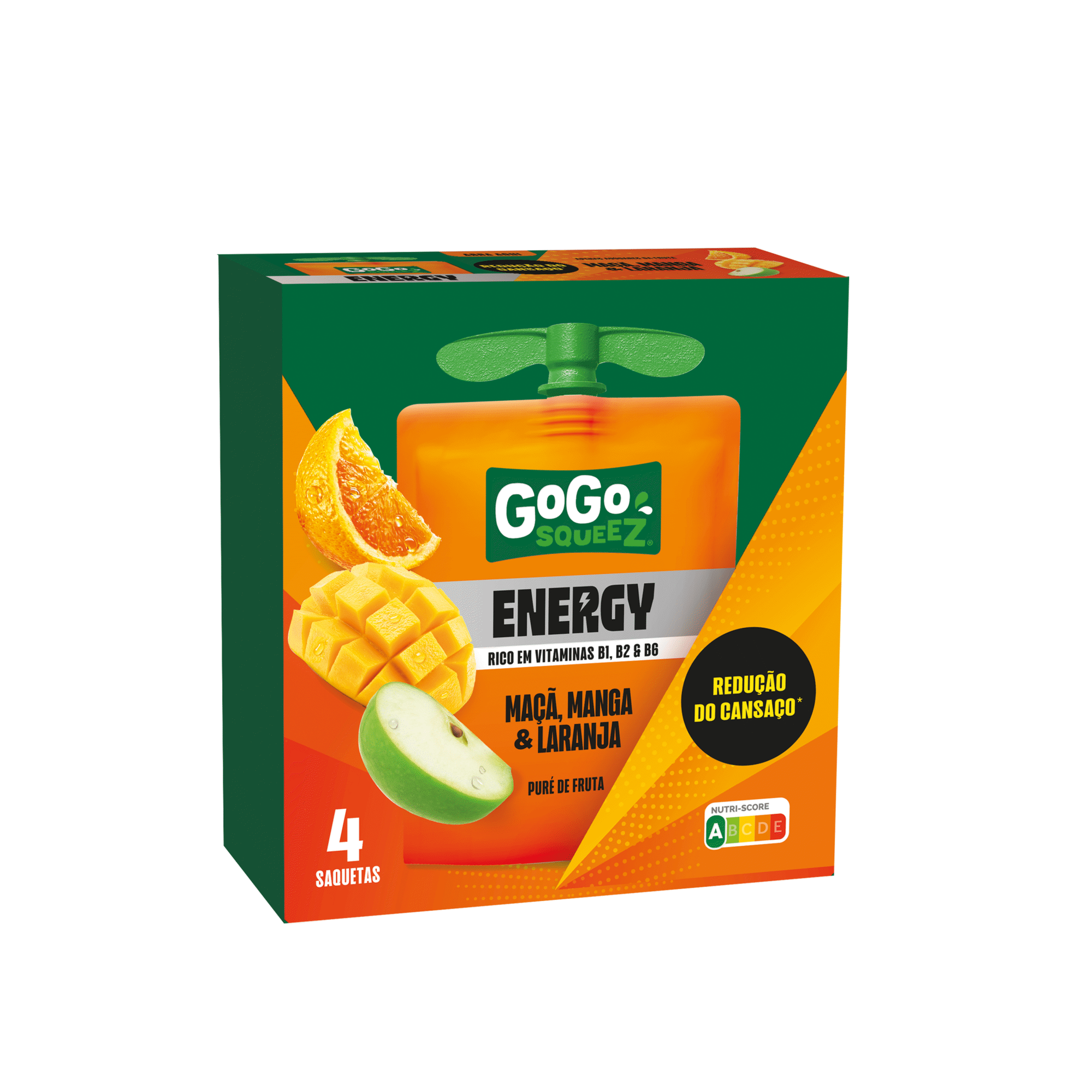 Pack Saquetas de Fruta Energy Ma&ccedil;&atilde;, Manga e Laranja GoGo squeeZ