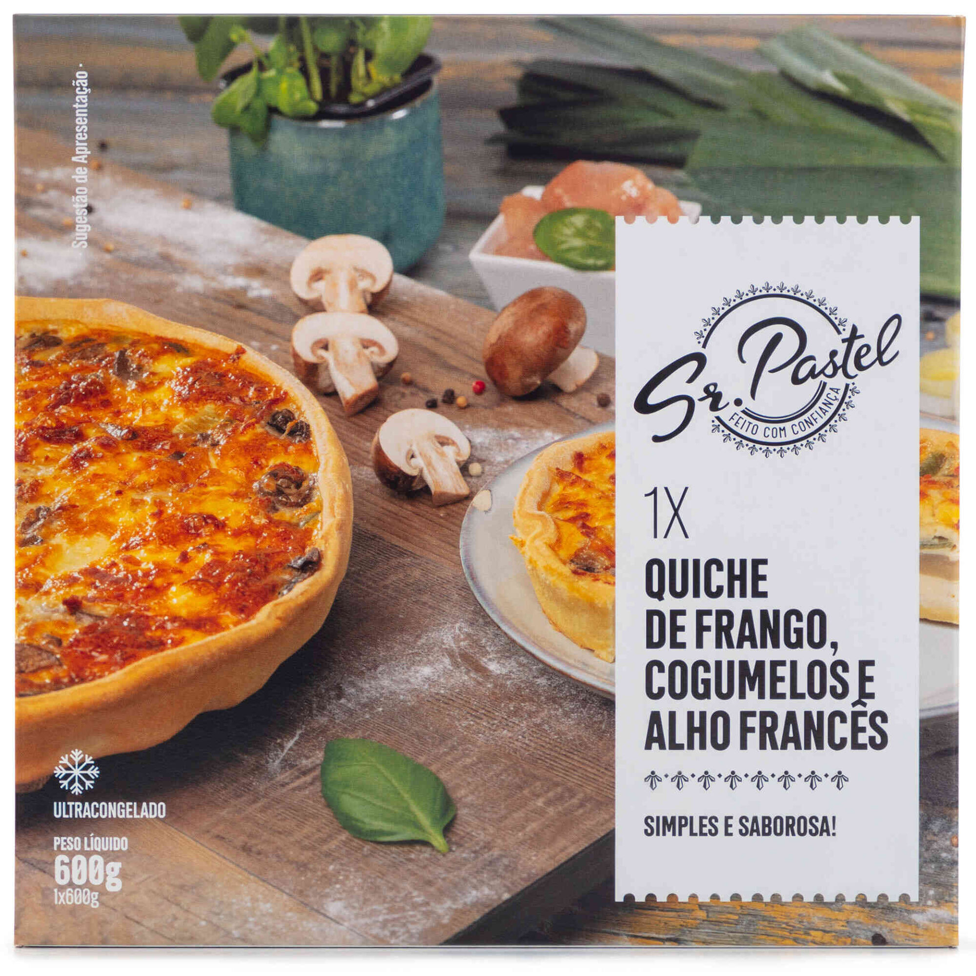 Quiche de Frango, Cogumelos e Alho Franc&ecirc;s Sr. Pastel