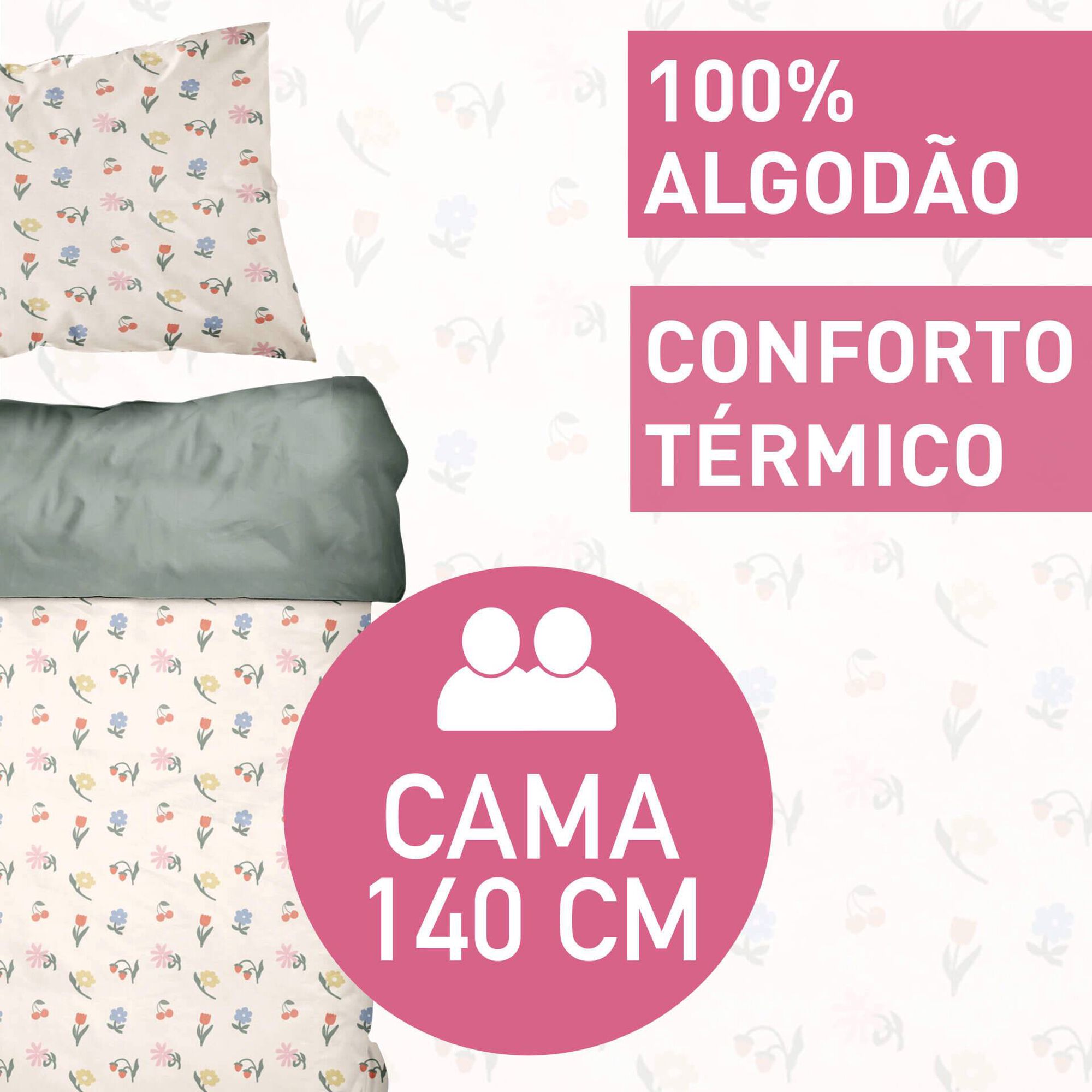 Conjunto Capa Edred&atilde;o Algod&atilde;o 240x220cm Flores Kasa