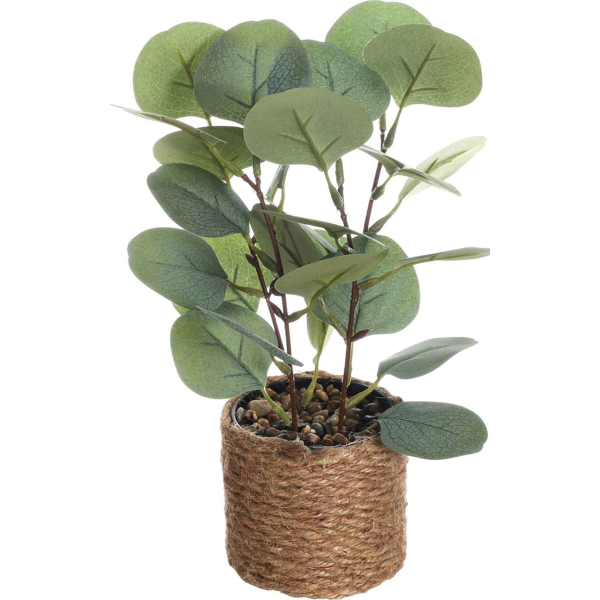 Planta Artificial Folha Verde em Vaso Juta