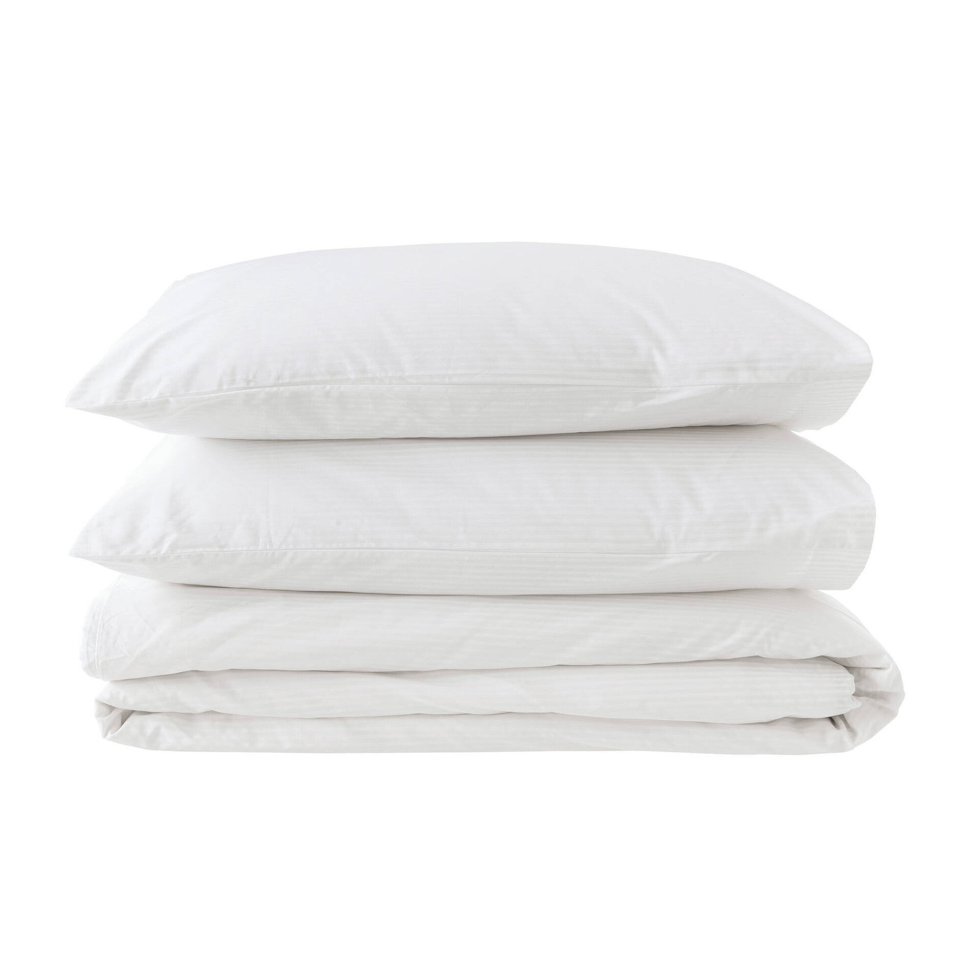 Conjunto Capa Edredão Percal Branco Riscas Mate