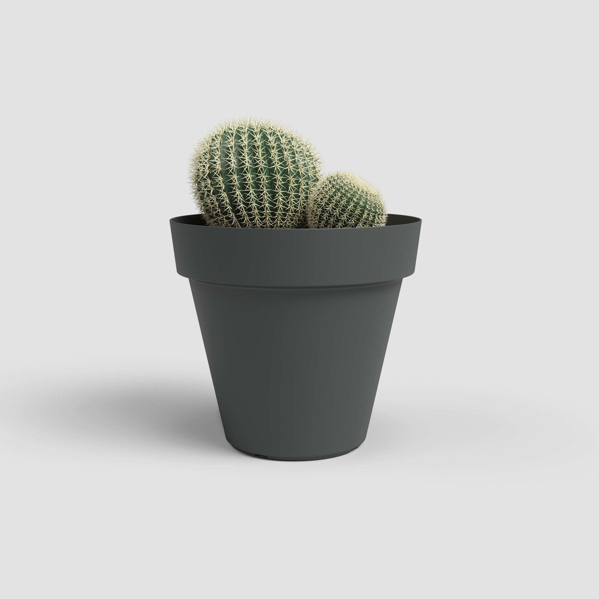 Vaso Redondo Plástico 14cm Cinza Antracite