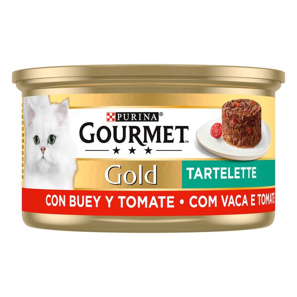 Comida Húmida para Gato Adulto Tartelette Vaca Tomate Purina Gourmet Gold