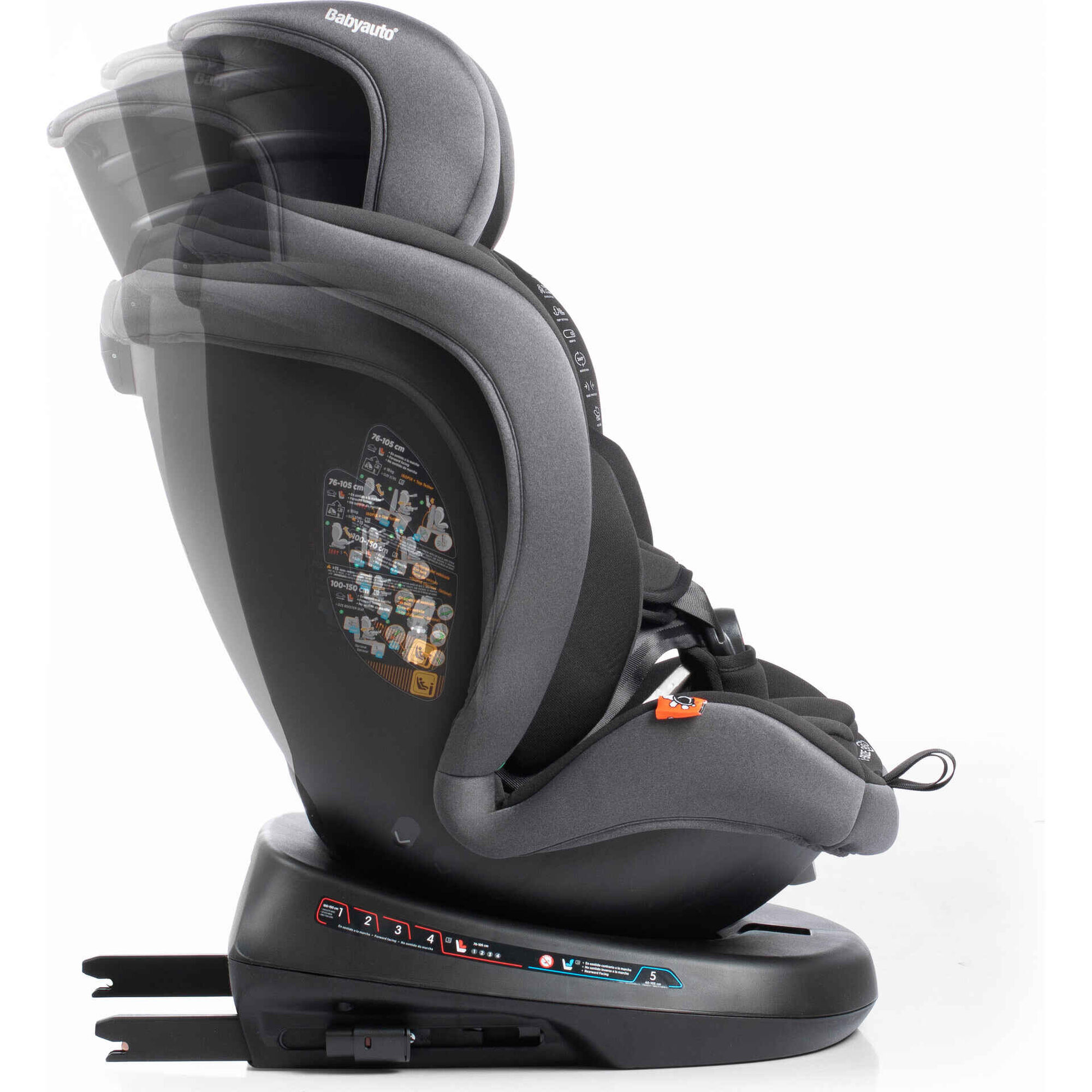 Cadeira Auto I-Size 40-150cm Isofix Rotativa Rodia Fix Cinza Escuro Babyauto