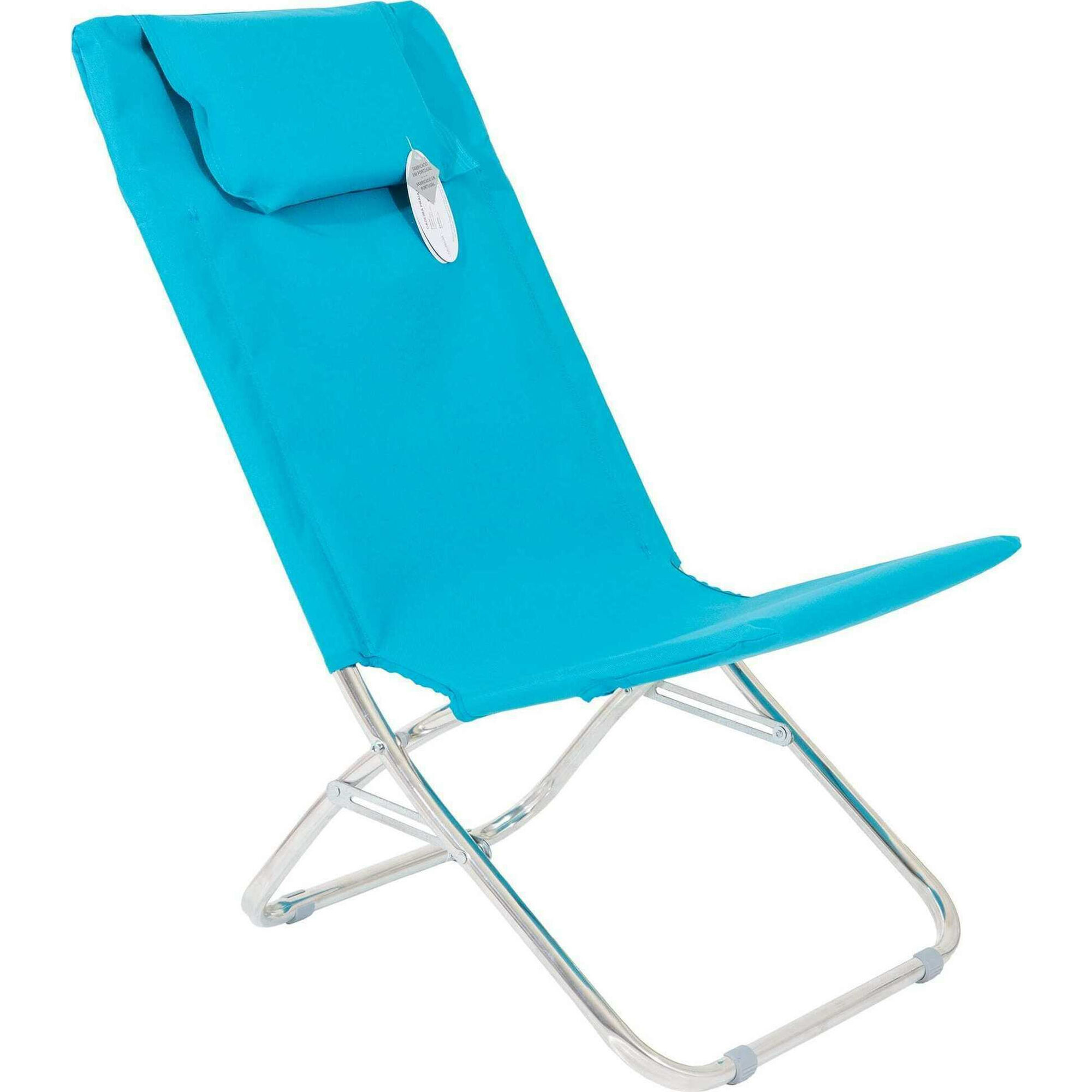 Cadeira Praia Dobrável Azul Turquesa Lírio
