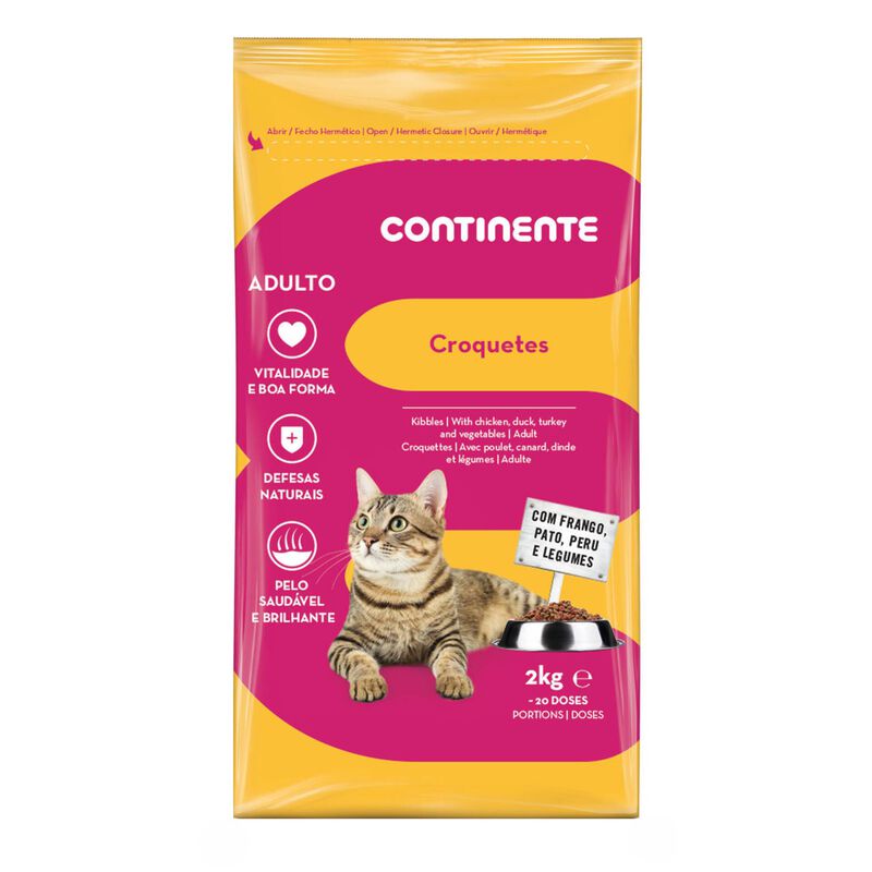 Ração para Gato Adulto Croquetes Frango, Pato, Perú e Legumes Continente