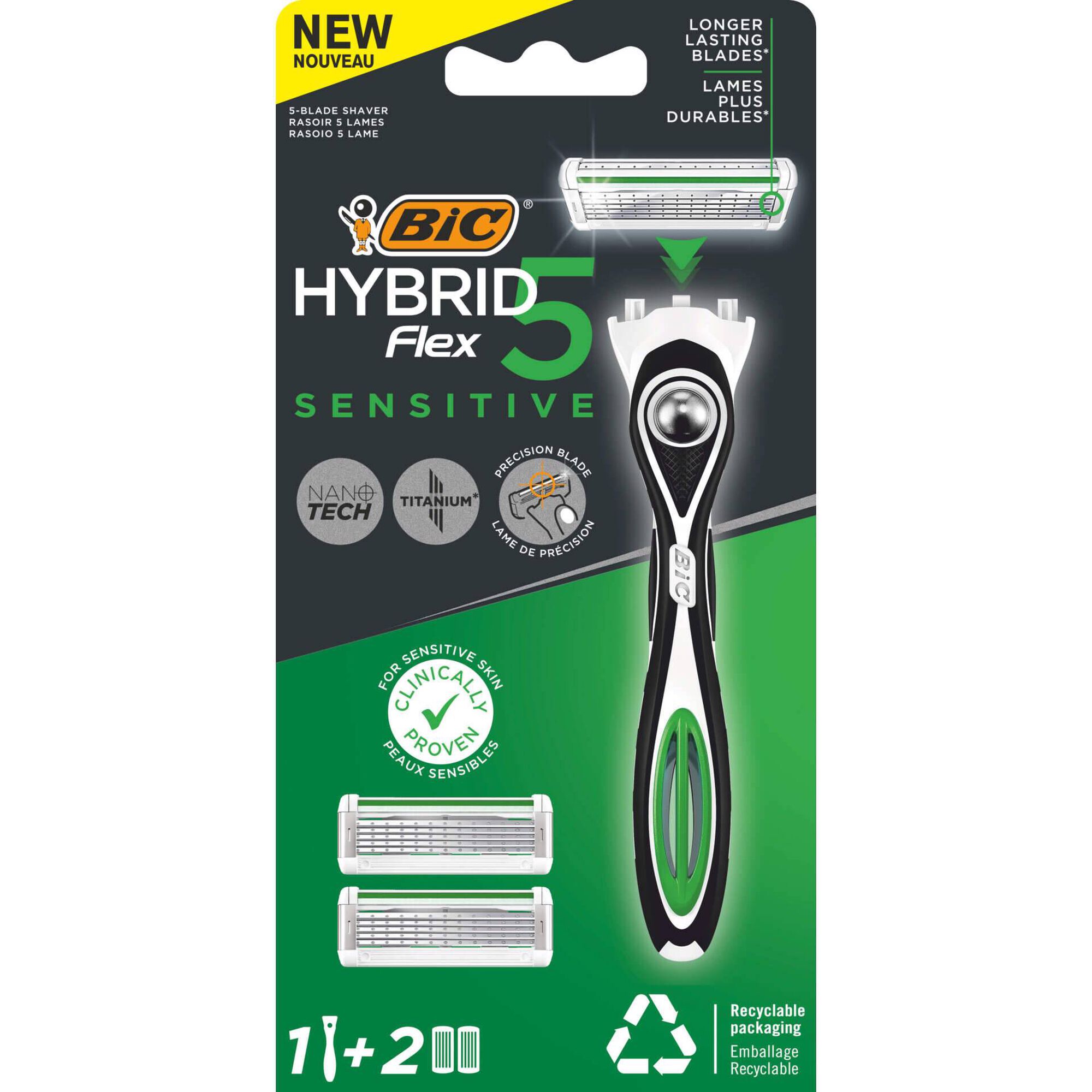 Máquina de Barbear Hybrid Flex 5 Sensitive com 2 Recargas