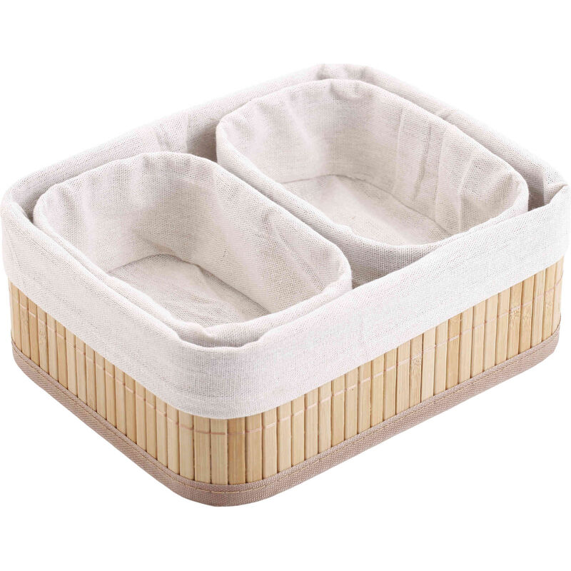 Conjunto 3 Cestos de Arrumação Bambu Kasa