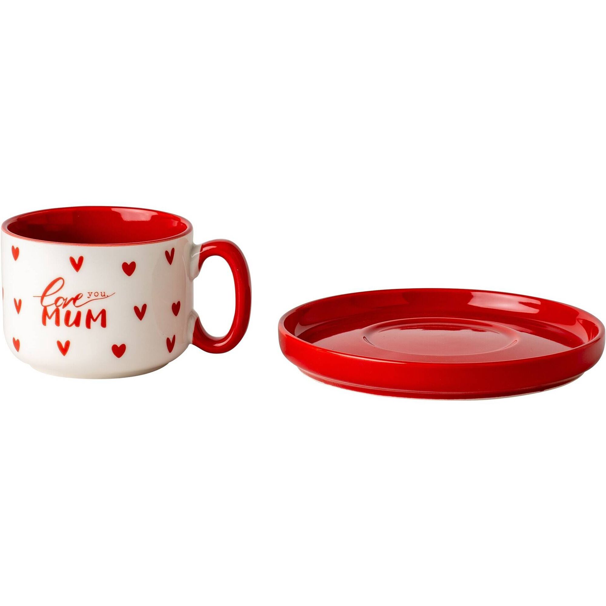 Conjunto 2 Ch&aacute;venas Caf&eacute; Cora&ccedil;&otilde;es Love You Mum Kasa