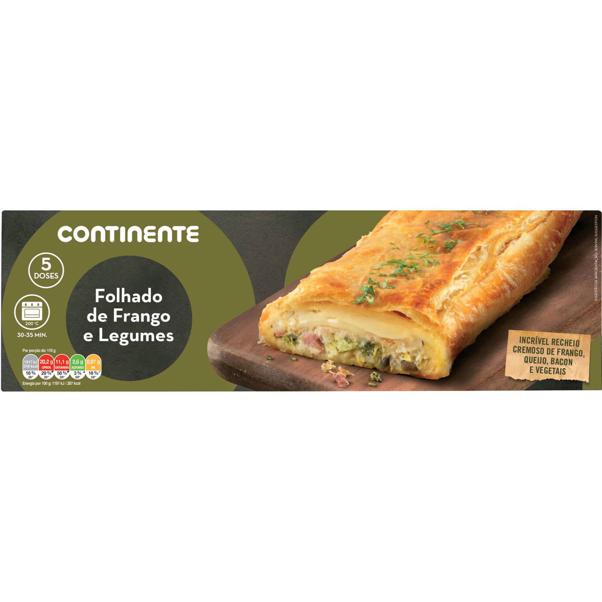 Folhado de Frango e Legumes