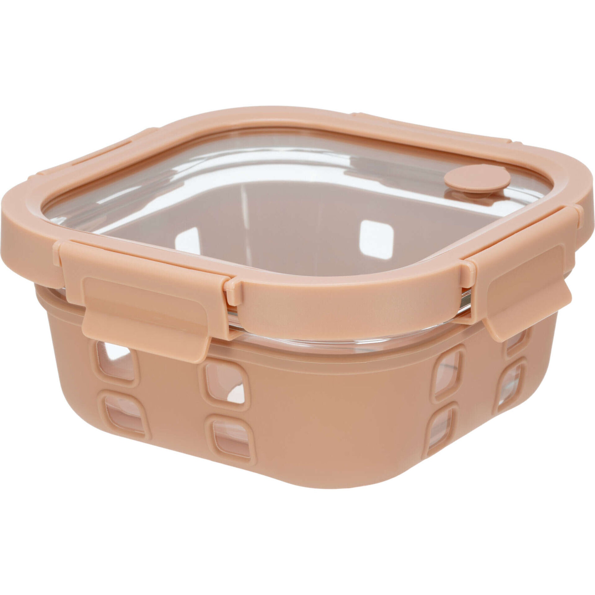 Caixa Herm&eacute;tica 520ml Vidro e Silicone Bege Kasa