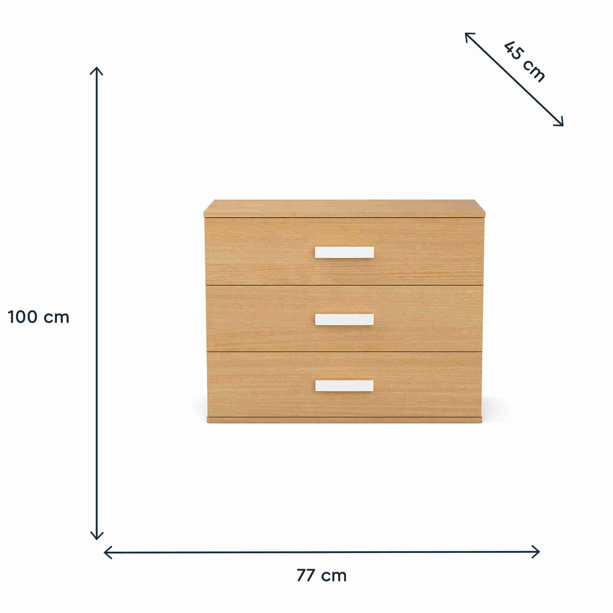 Cómoda com 3 Gavetas 100x45x77cm Natural Play