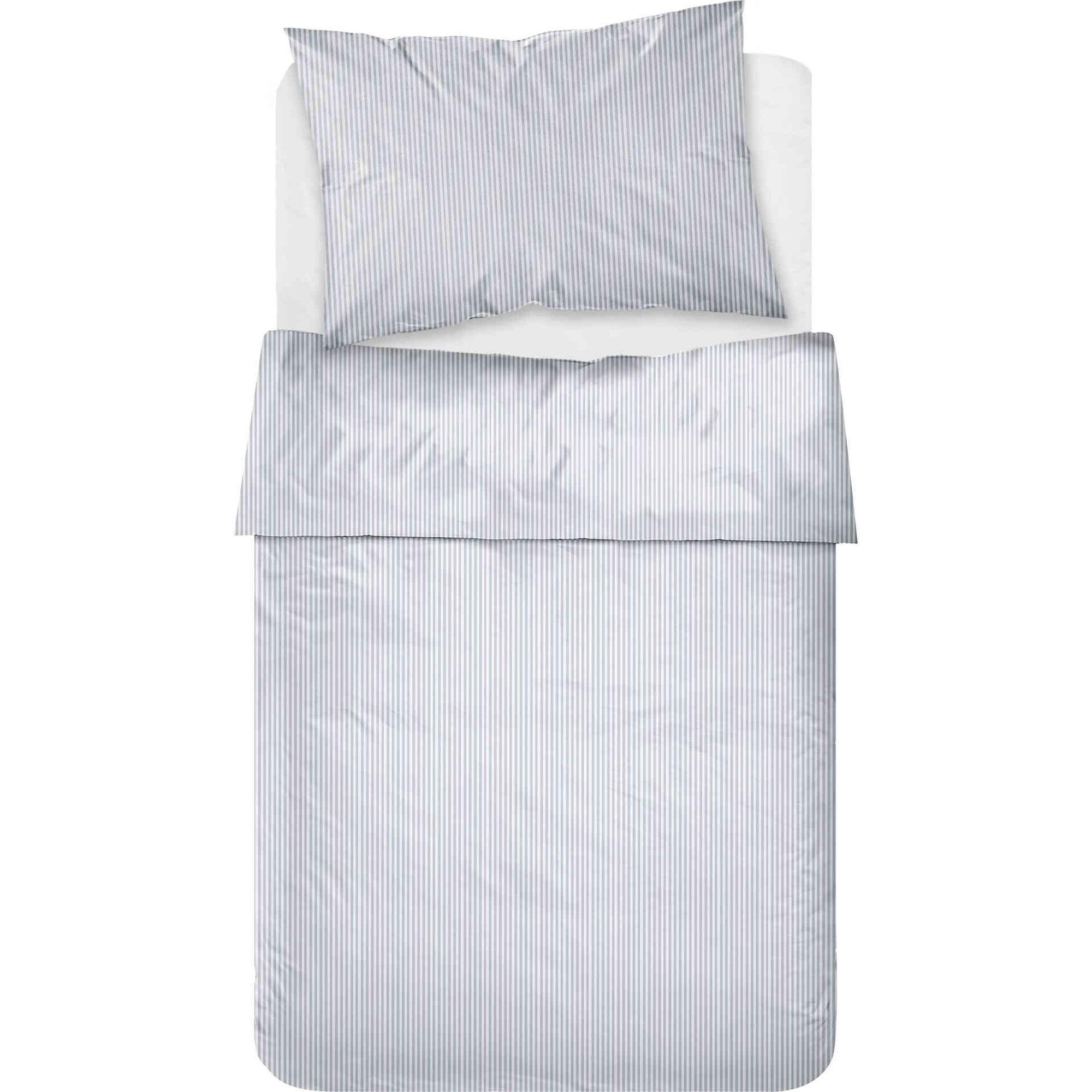 Conjunto Lençóis Algodão 260x280cm Risca Cinza