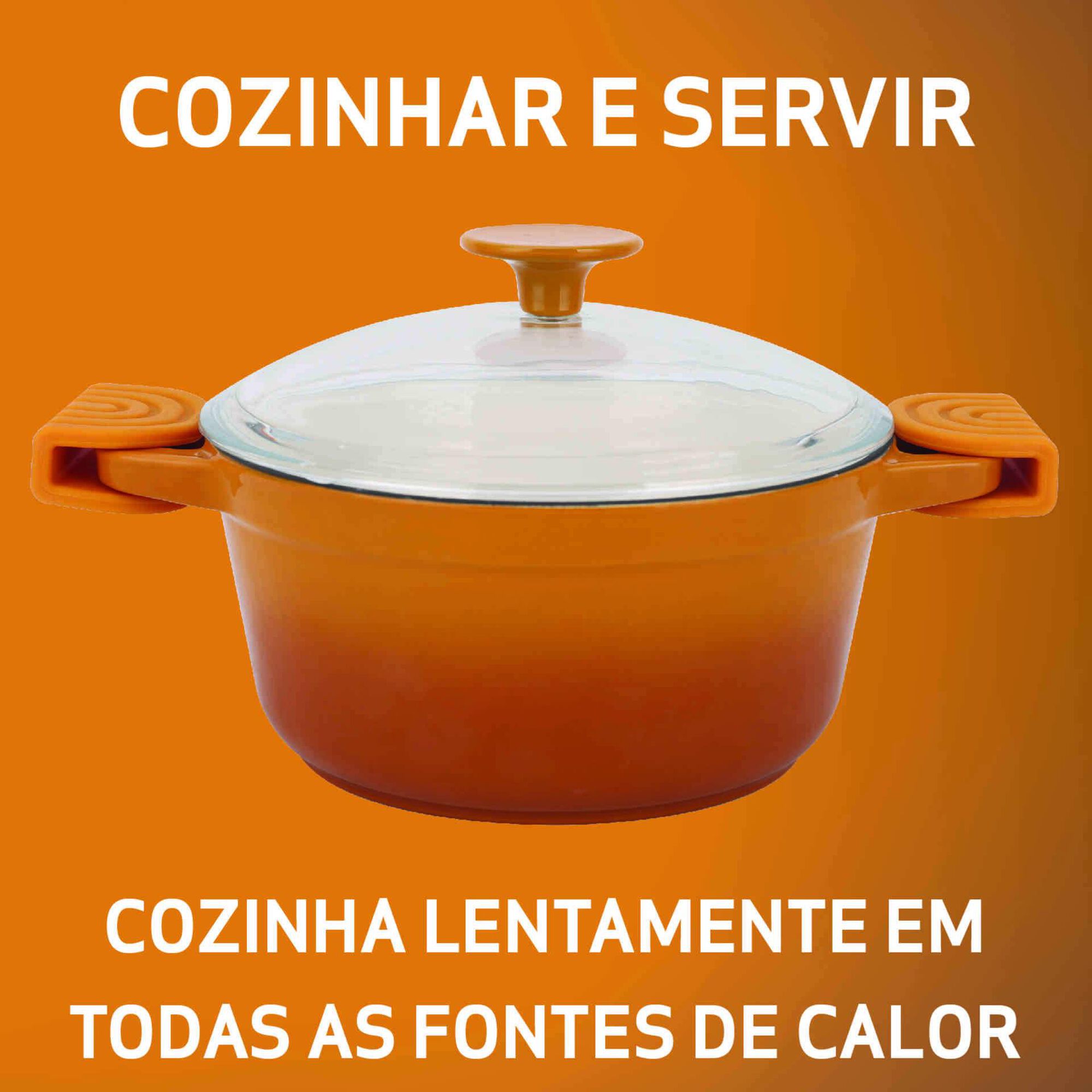 Caçarola Antiaderente Ferro Fundido 20 cm Asas e Tampa