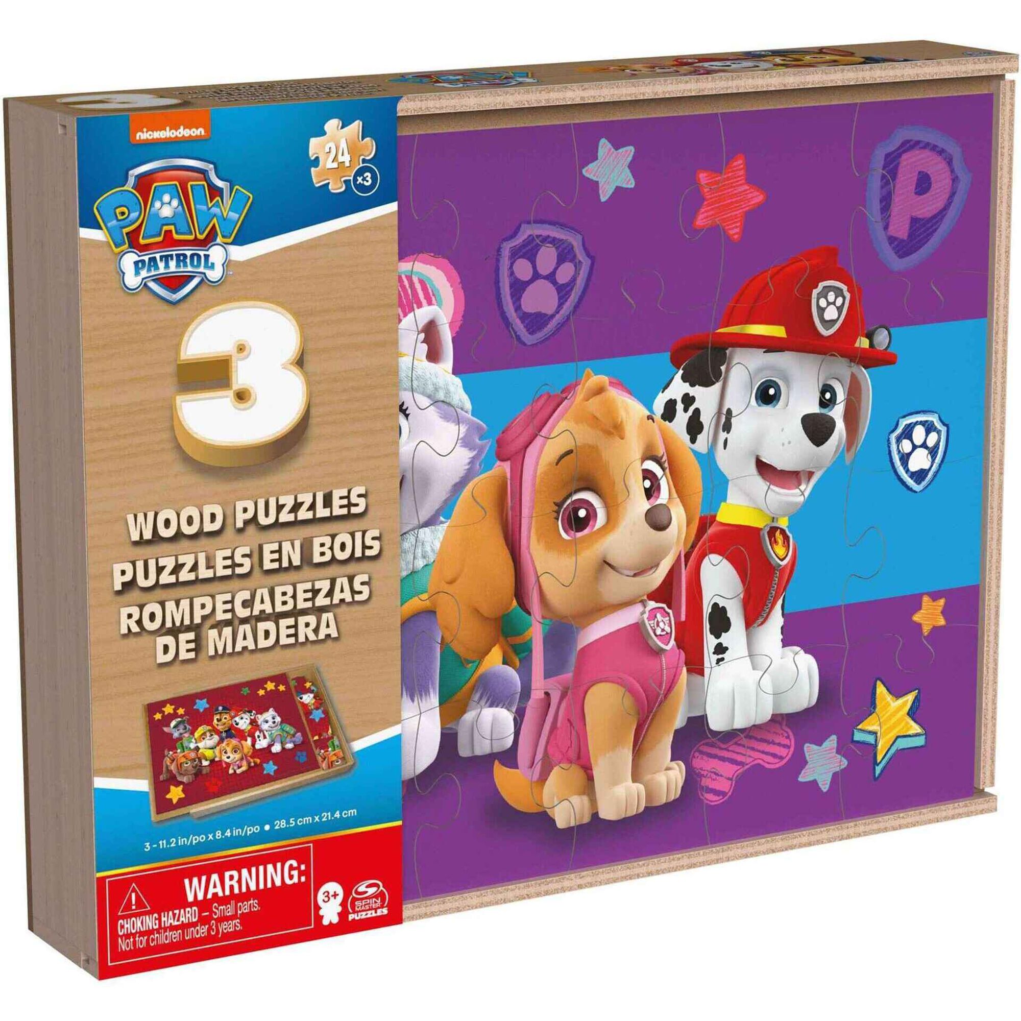 Patrulha Pata - Conjunto 3 Puzzles de Madeira 3 x 24 Pe&ccedil;as