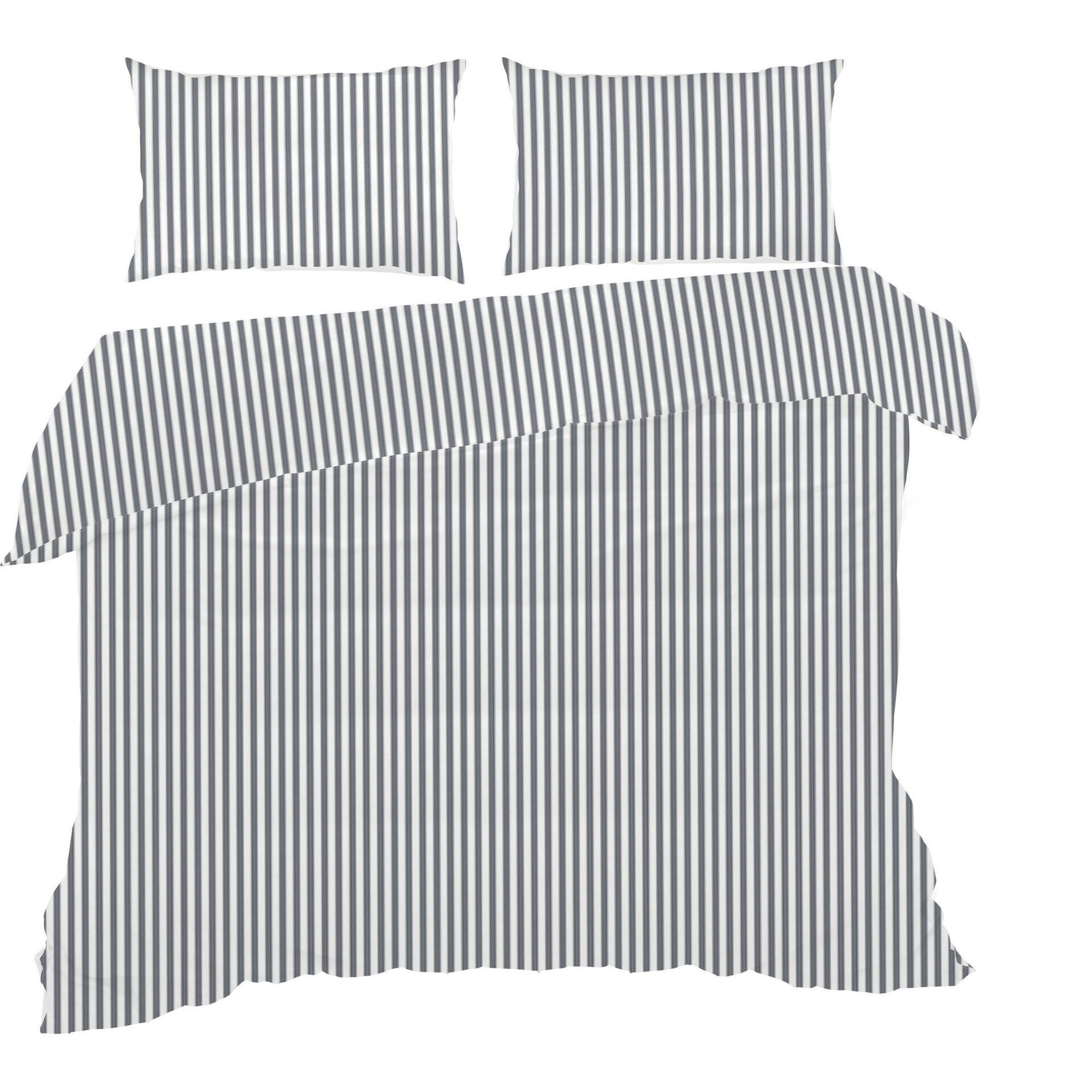 Conjunto Capa Edred&atilde;o Microfibra 260x240cm Riscas Cinza Kasa