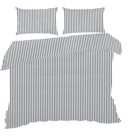 Conjunto Capa Edred&atilde;o Microfibra 260x240cm Riscas Cinza Kasa