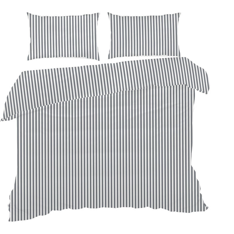 Conjunto Capa Edredão Microfibra 260x240cm Riscas Cinza Kasa